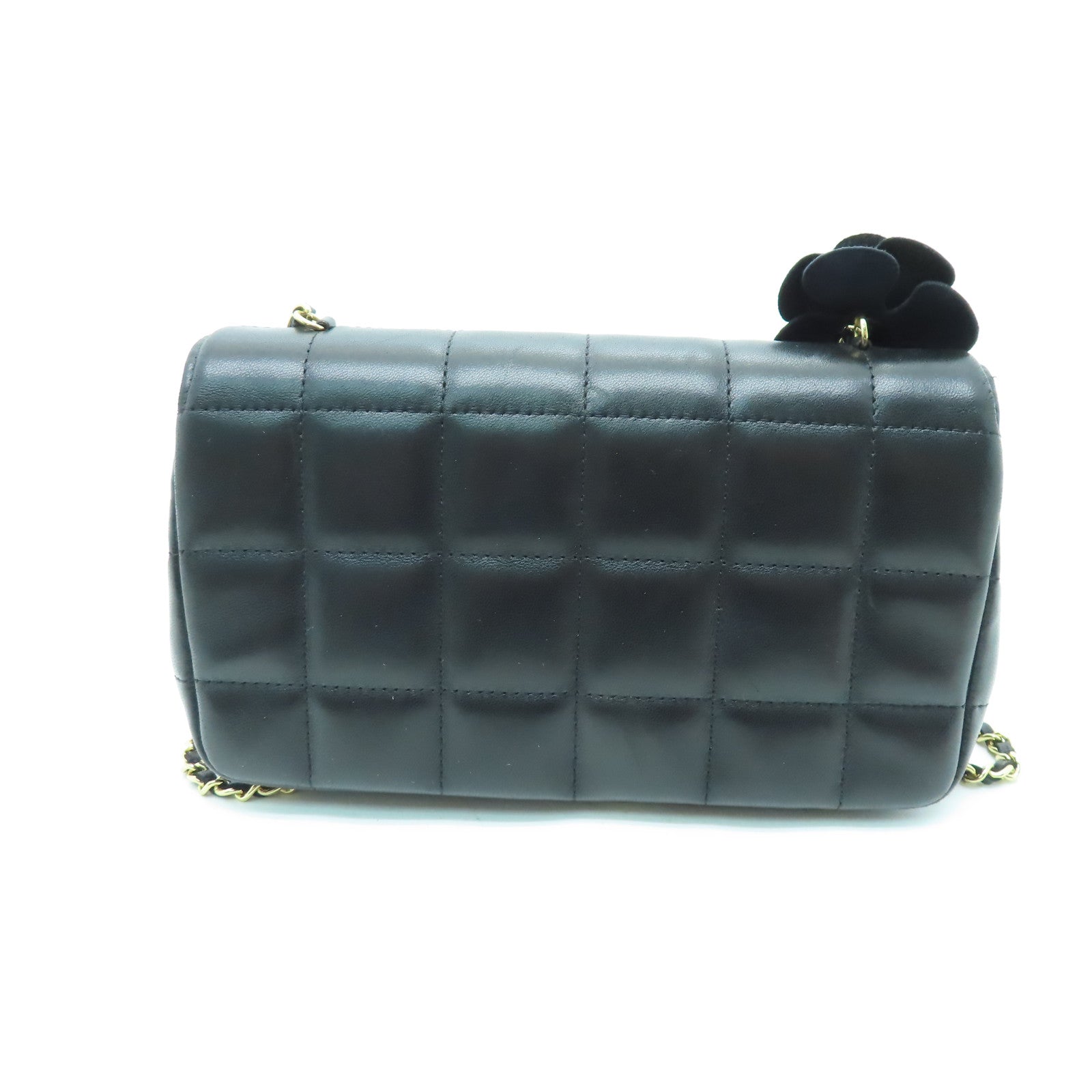 CHANEL 羊皮皮革Chain Shoulder金扣鏈帶肩背袋黑色