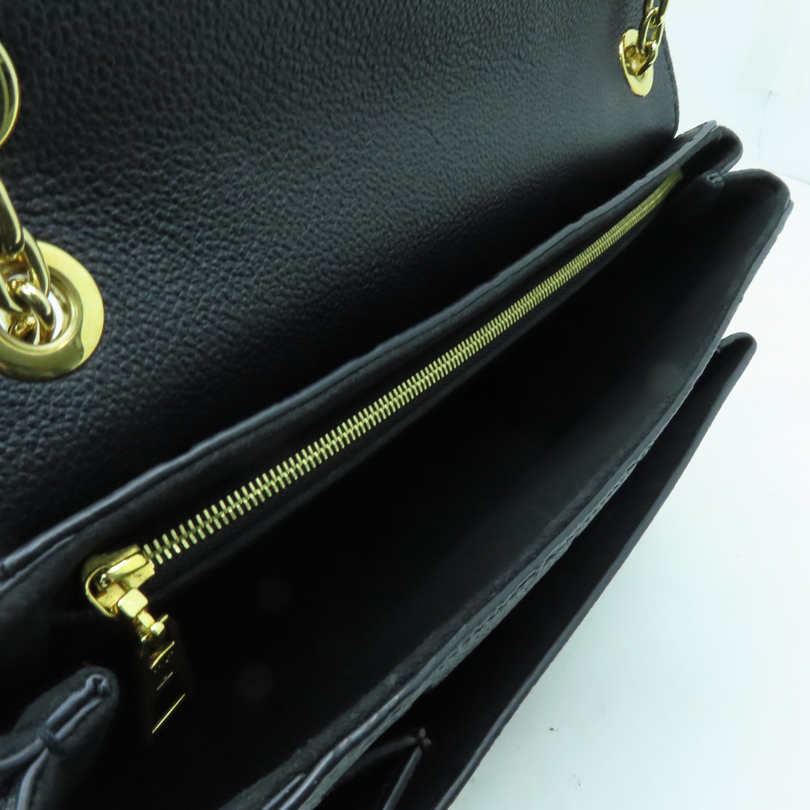 LOUIS VUITTON Monogram Empreinte Vavin PM金扣鏈帶肩背袋深藍色