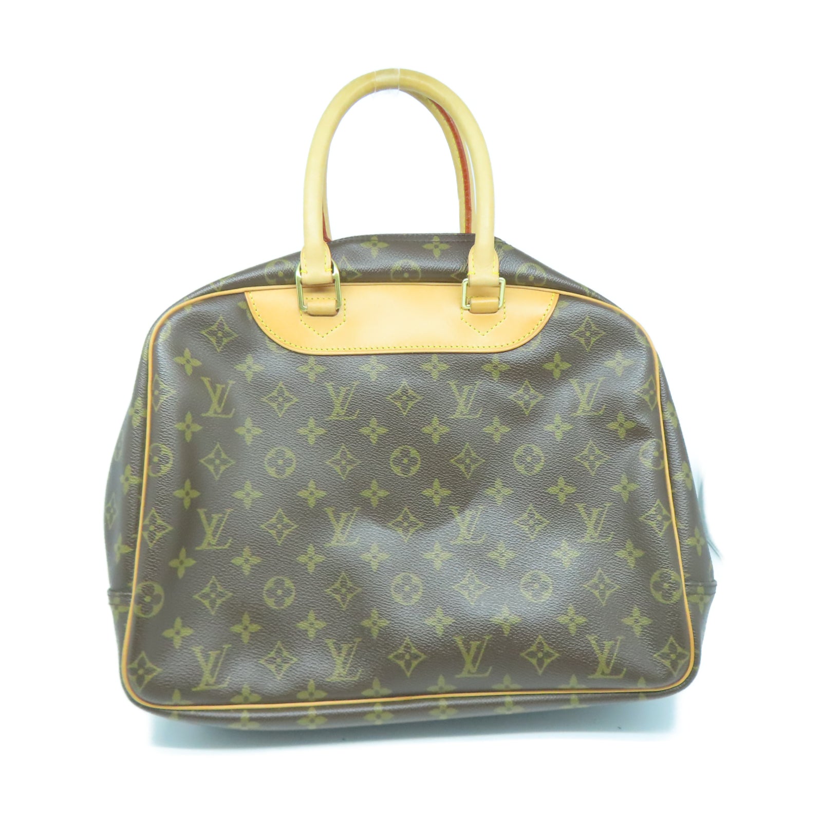 LOUIS VUITTON Monogram Deauville GM金扣手挽袋棕色