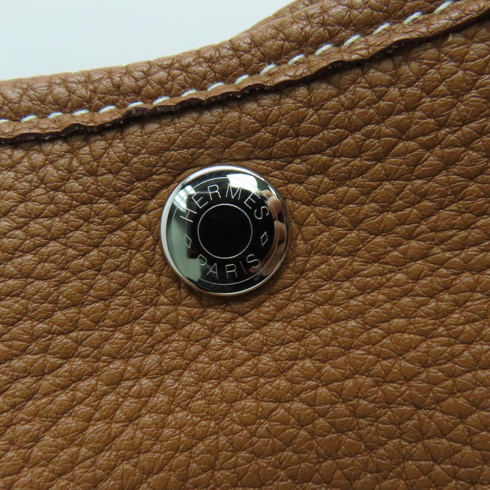 HERMES Negonda Leather Garden Party PM Tote Bag Silver Buckle Gold