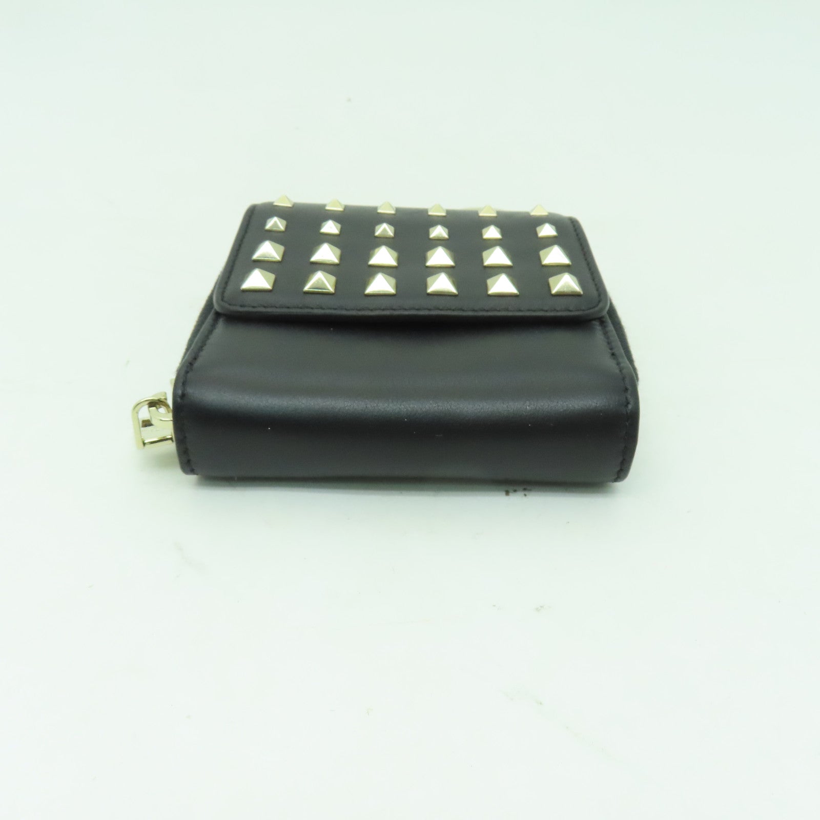 Valentino 【激減優惠】牛皮皮革Coin Case金扣零錢包黒色