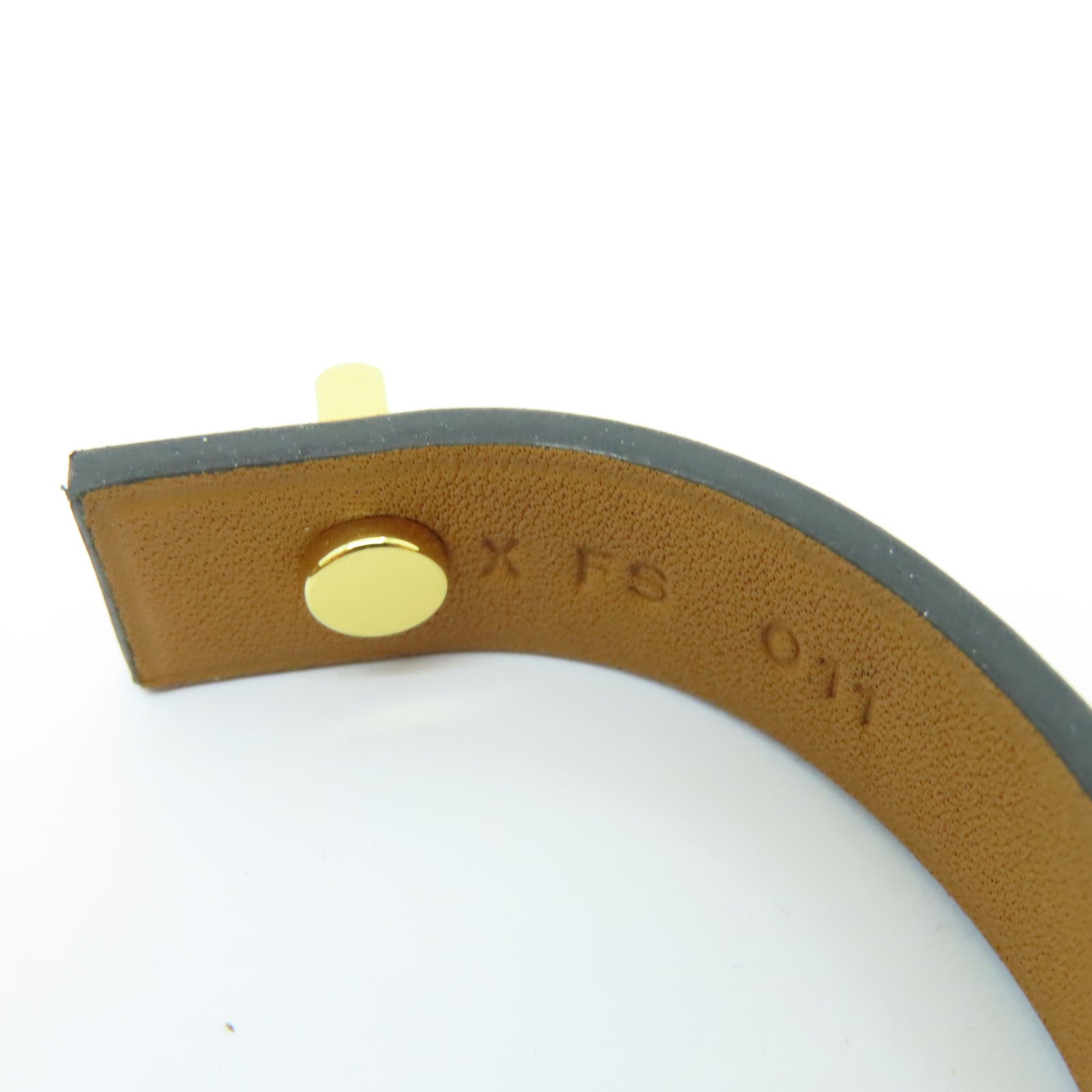 HERMES Swift皮革MINI DOG ANNEAUX金扣手鐲黑色
