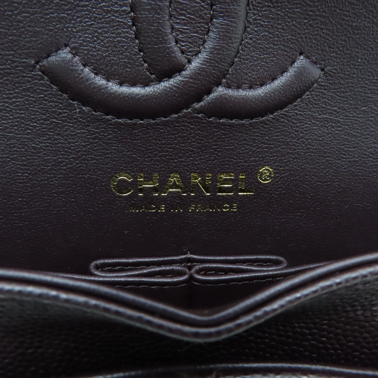CHANEL Rhombus Caviar Leather Classic 23 cm Gold Buckle Handle Chain Strap Shoulder Bag Brown
