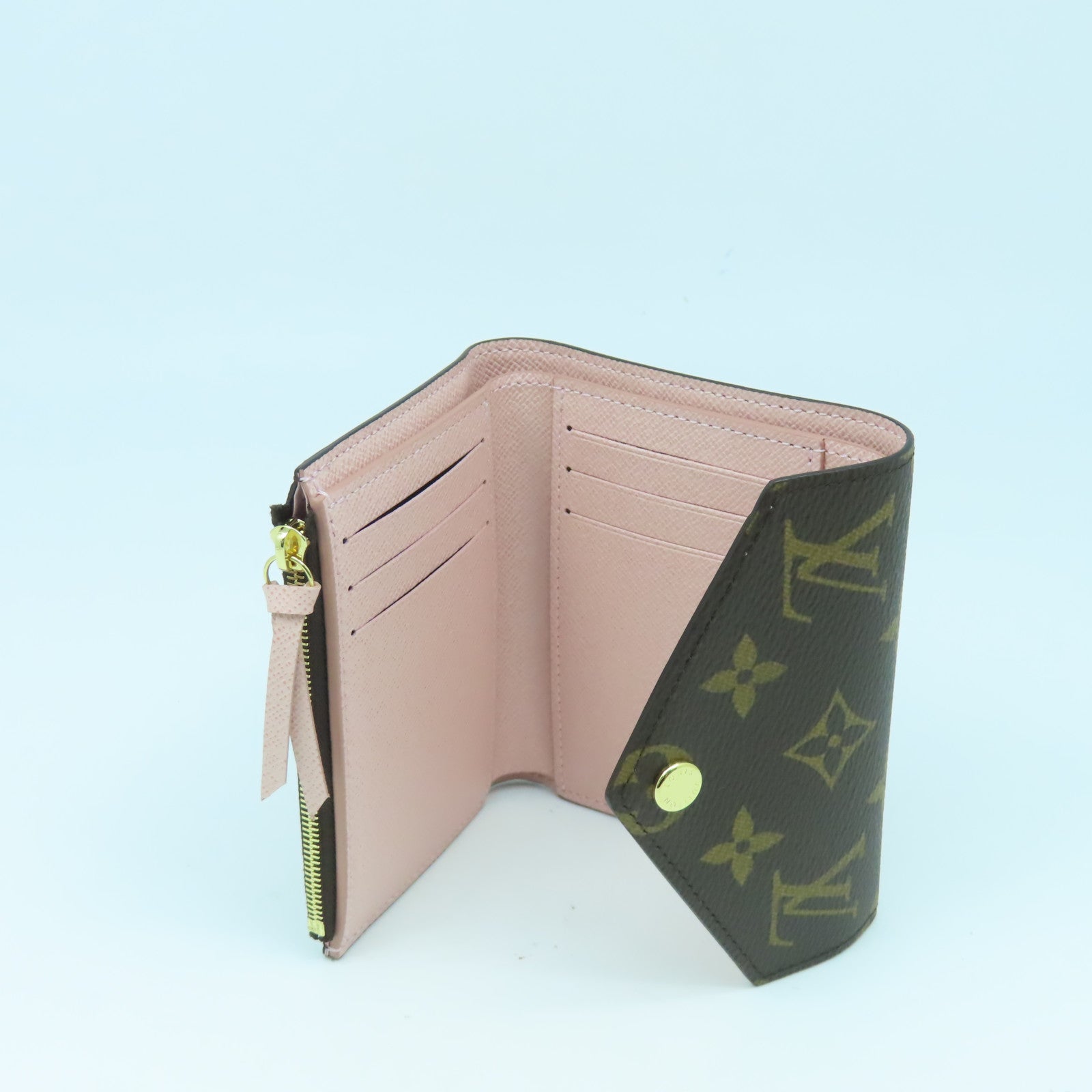 LOUIS VUITTON Monogram Victorine金扣錢包啡色/粉紅色