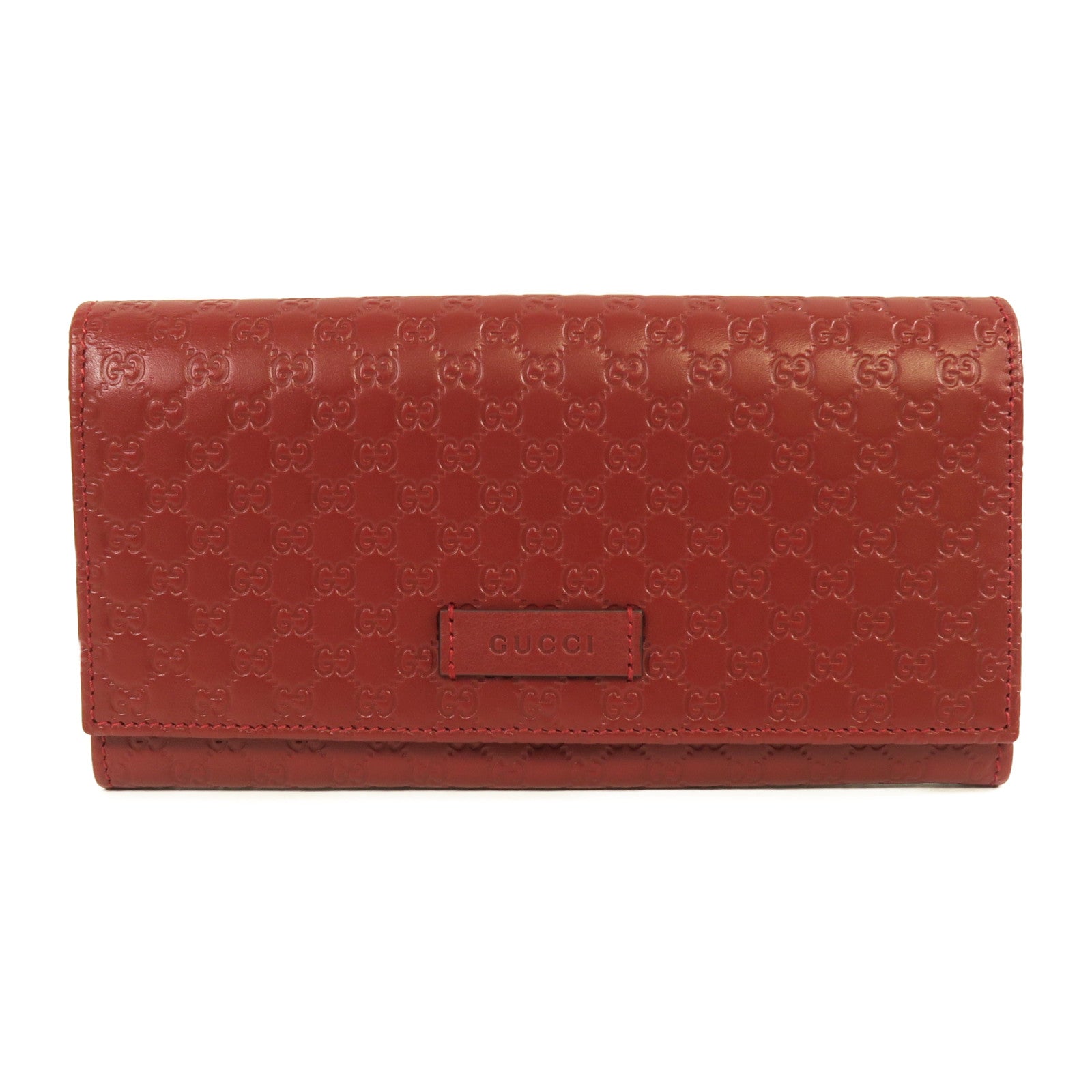 GUCCI 牛皮皮革Long Wallet金扣長錢包紅色