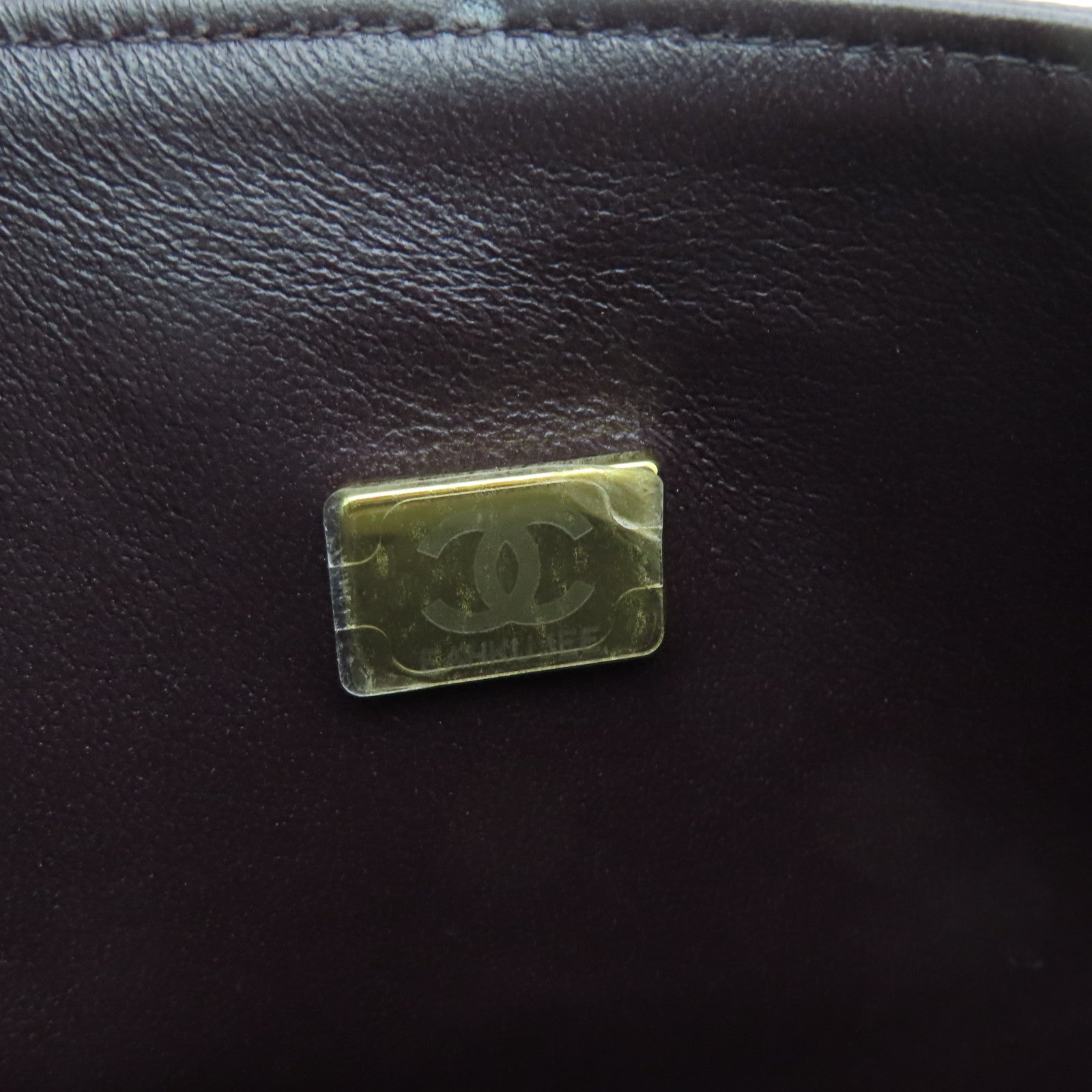 CHANEL Rhombus Caviar Leather Classic 23 cm Gold Buckle Handle Chain Strap Shoulder Bag Brown