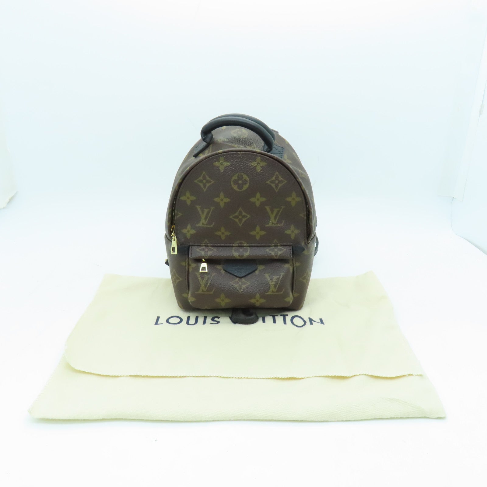 LOUIS VUITTON Monogram Palm Springs Mini Gold Buckle Backpack Brown