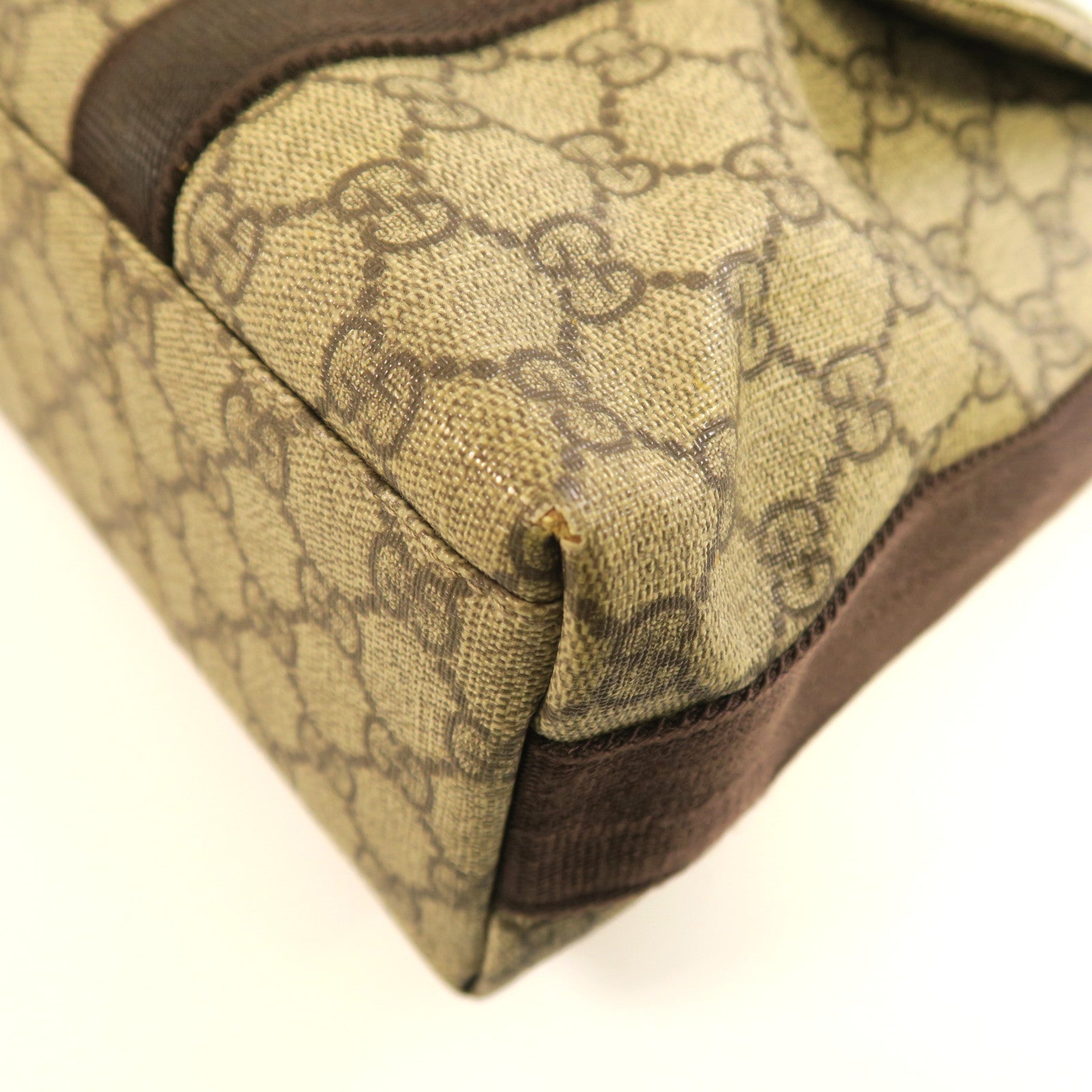 GUCCI 塗層帆布Shoulder Bag銀扣肩背袋啡色