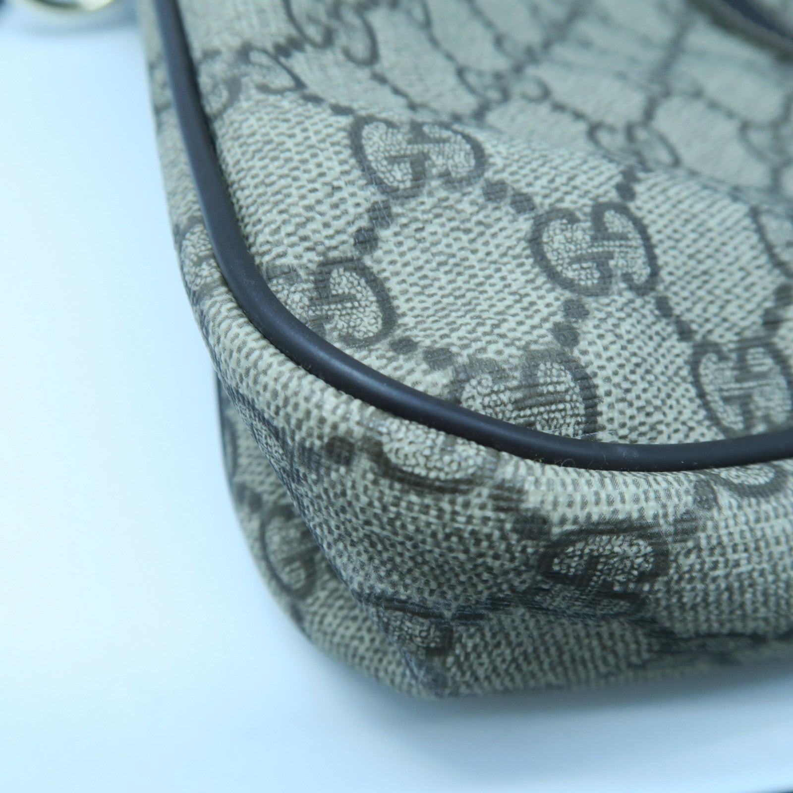 GUCCI 塗層帆布2 Way Shoulder金扣手挽肩背兩用袋啡色