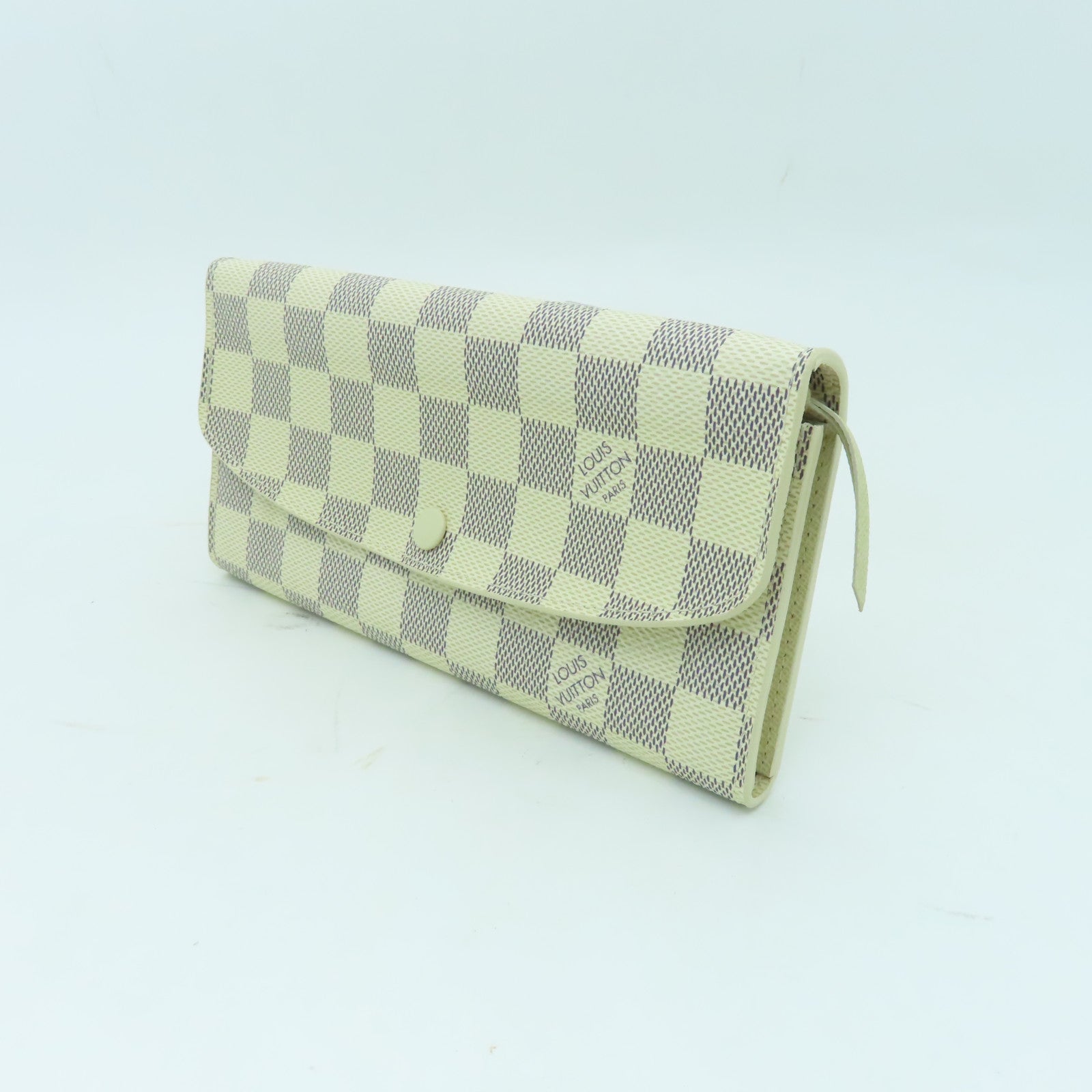 LOUIS VUITTON Damier Azur Portofoille Emily金扣長錢包白色
