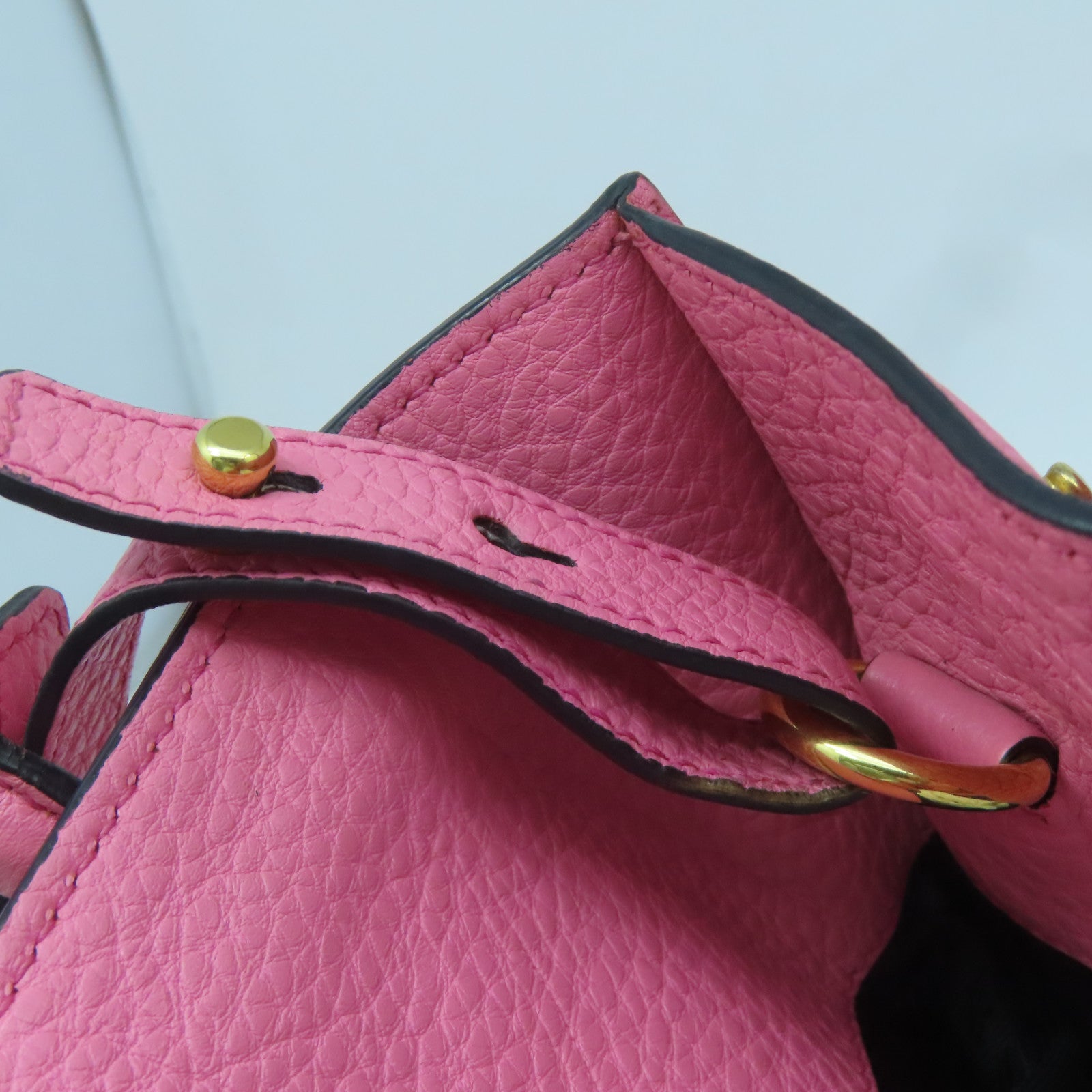 PRADA cowhide leather 2 Way Shoulder gold buckle handle shoulder bag pink