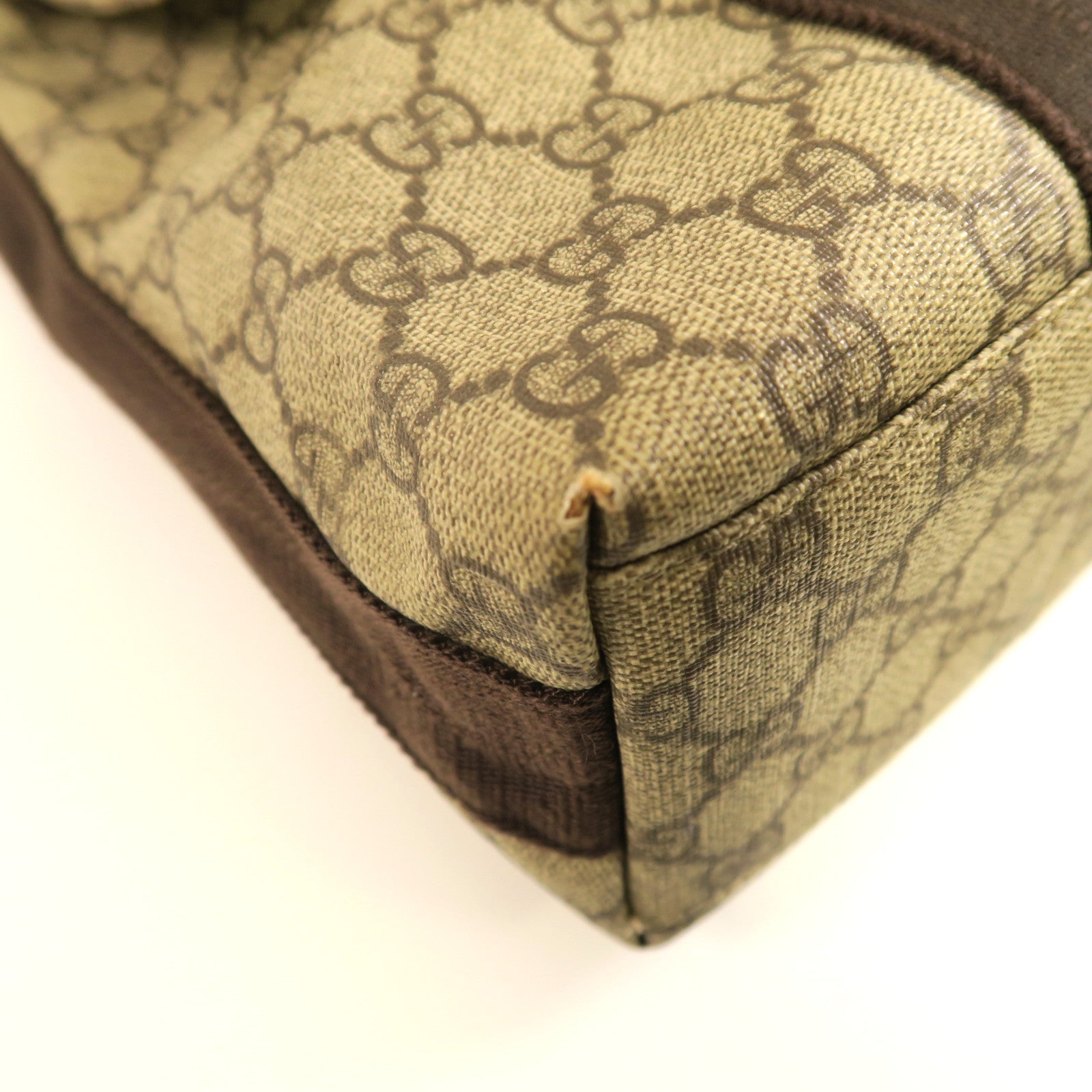 GUCCI 塗層帆布Shoulder Bag銀扣肩背袋啡色