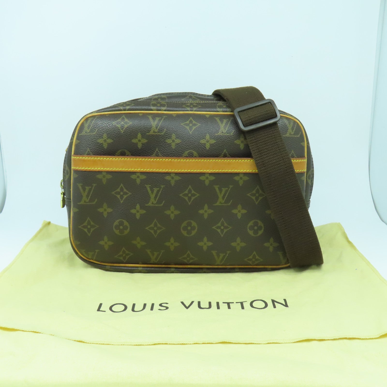 LOUIS VUITTON Monogram Reporter金扣肩背袋啡色