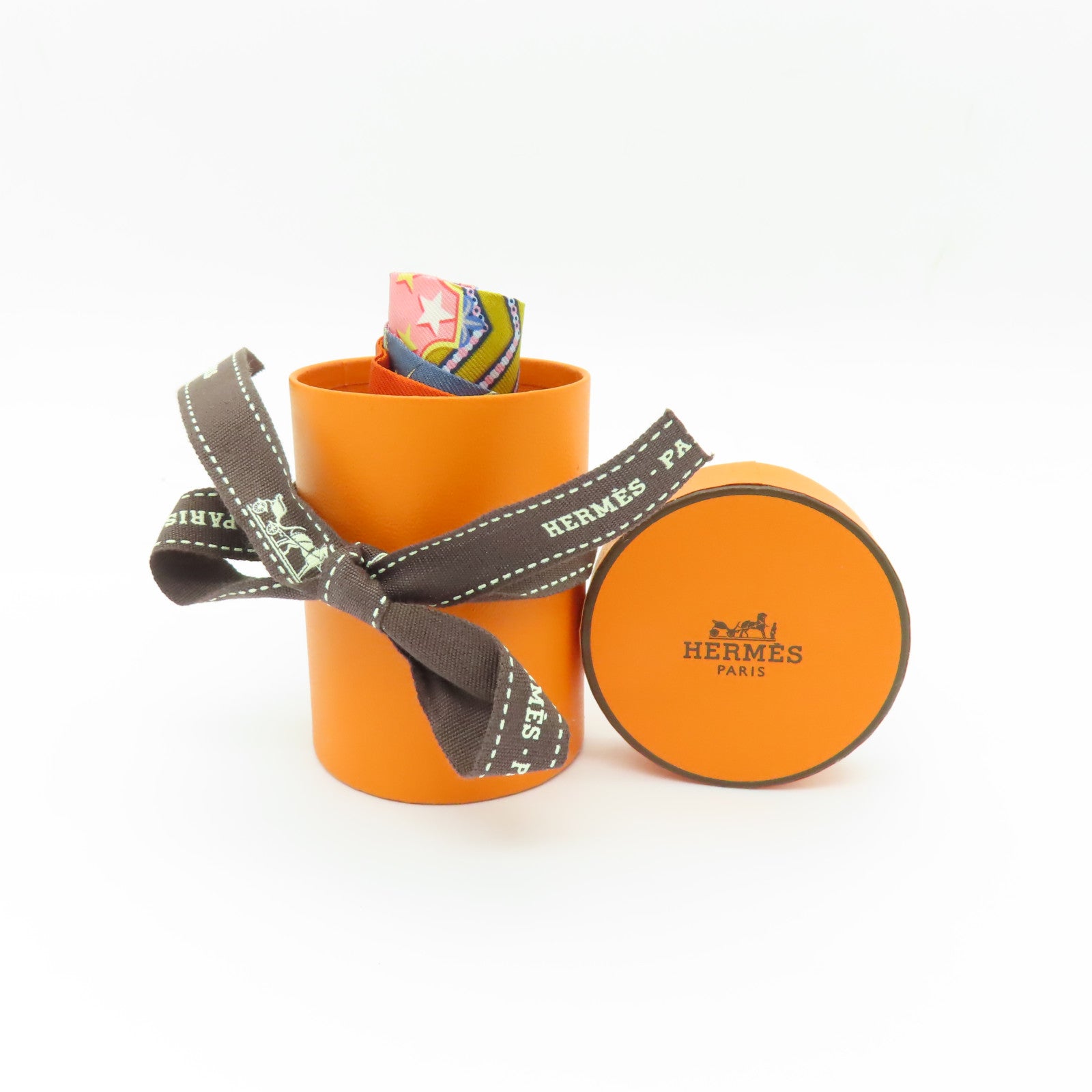 HERMES 【激減優惠】絲質Twilly絲巾橙色/彩色