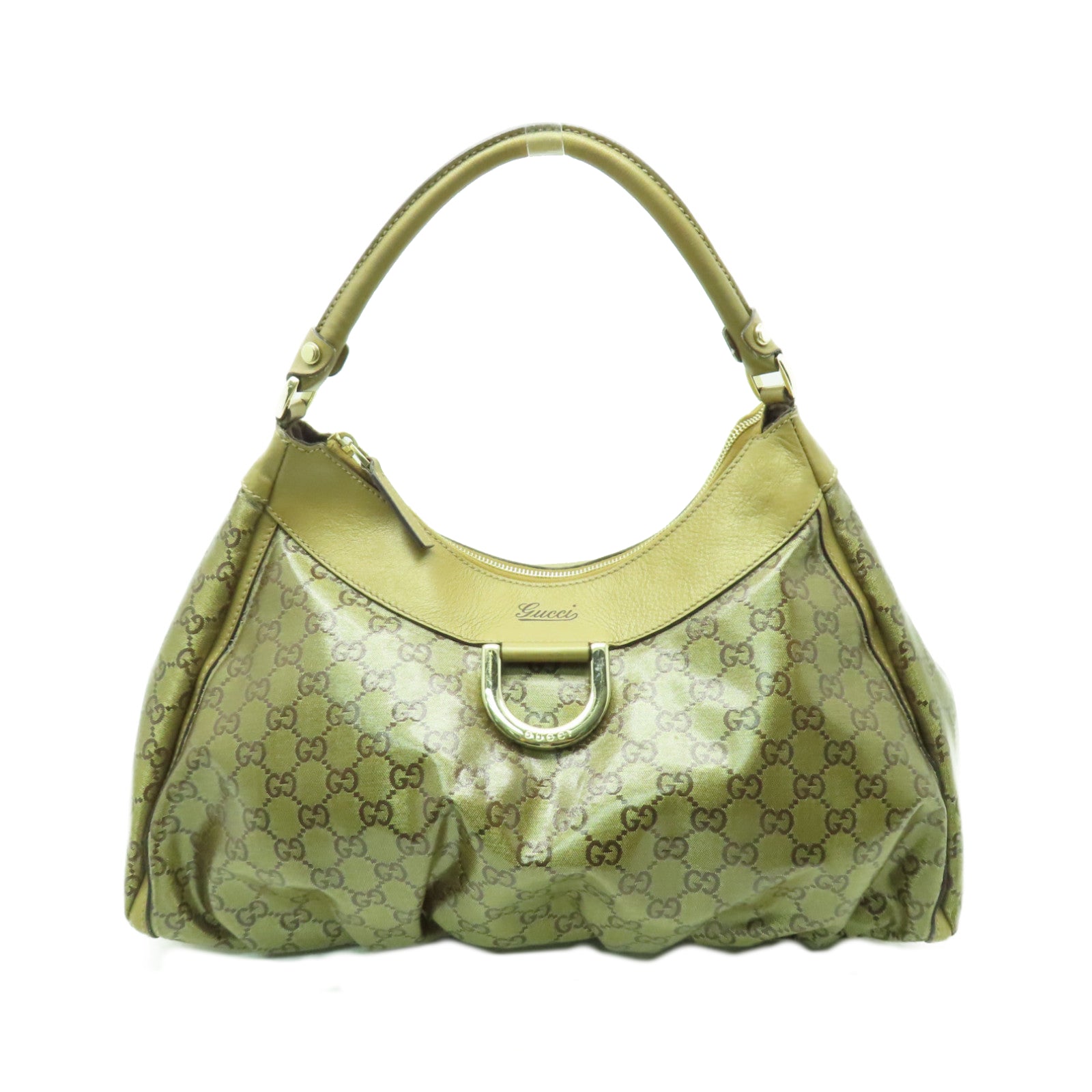 GUCCI 塗層帆布Shoulder Bag金扣肩背袋金色