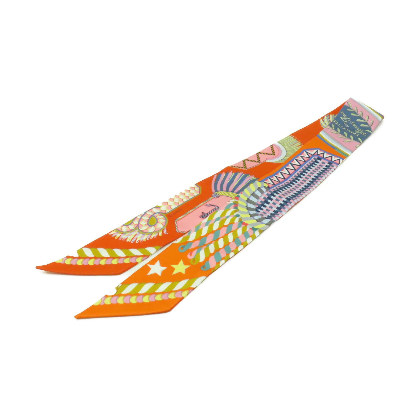 HERMES 【激減優惠】絲質Twilly絲巾橙色/彩色