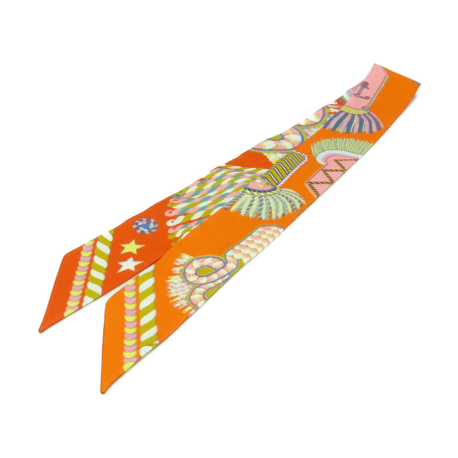 HERMES 【激減優惠】絲質Twilly絲巾橙色/彩色