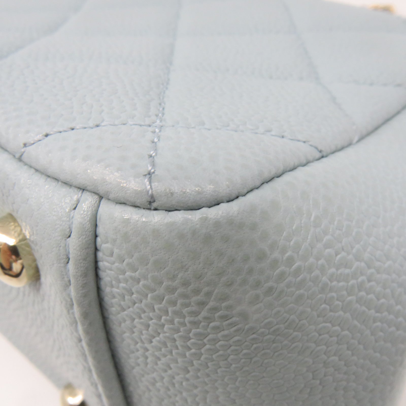 CHANEL 菱格Caviar皮革2Way Chain Shoulder Bag金扣链带肩背袋湖绿色