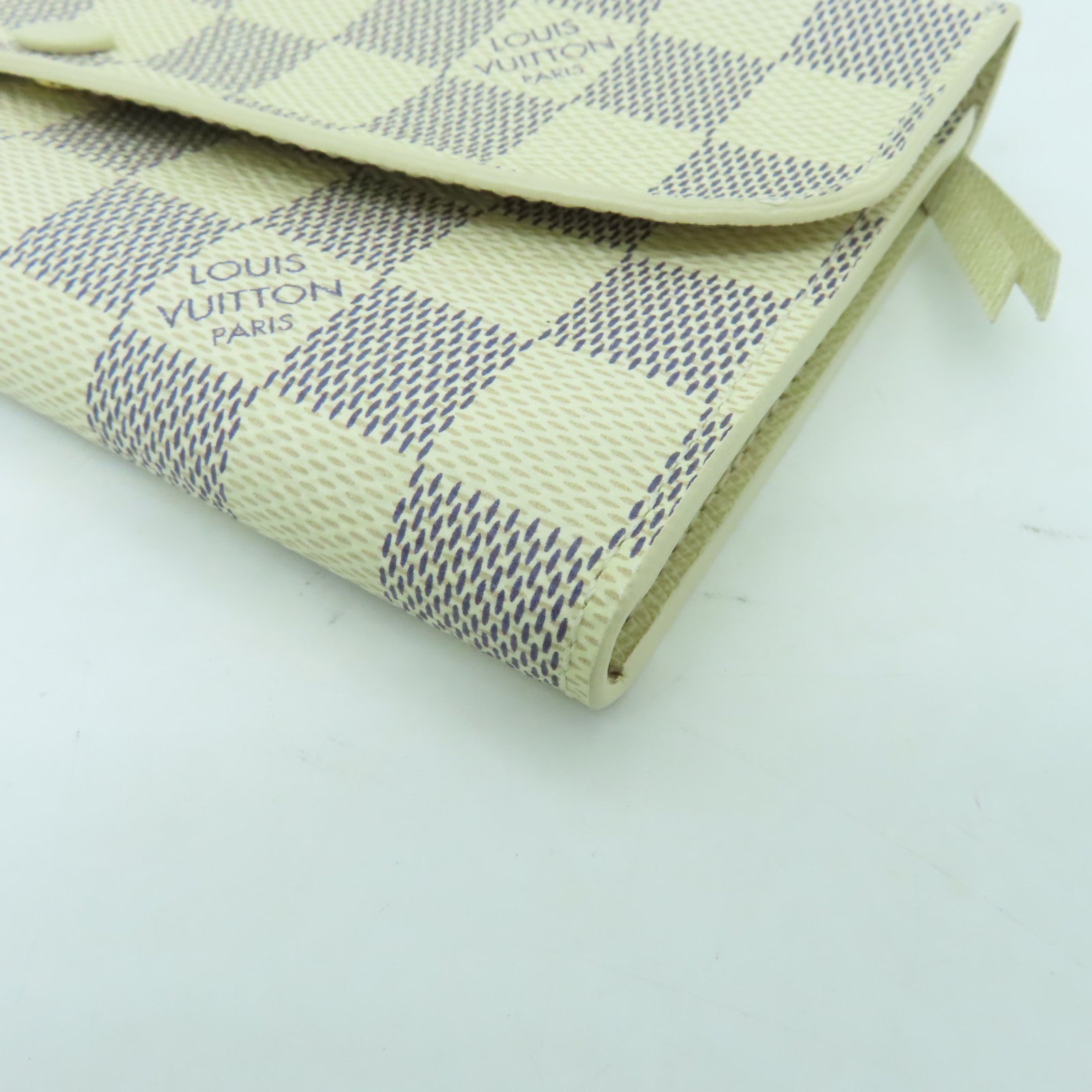 LOUIS VUITTON Damier Azur Portofoille Emily金扣長錢包白色