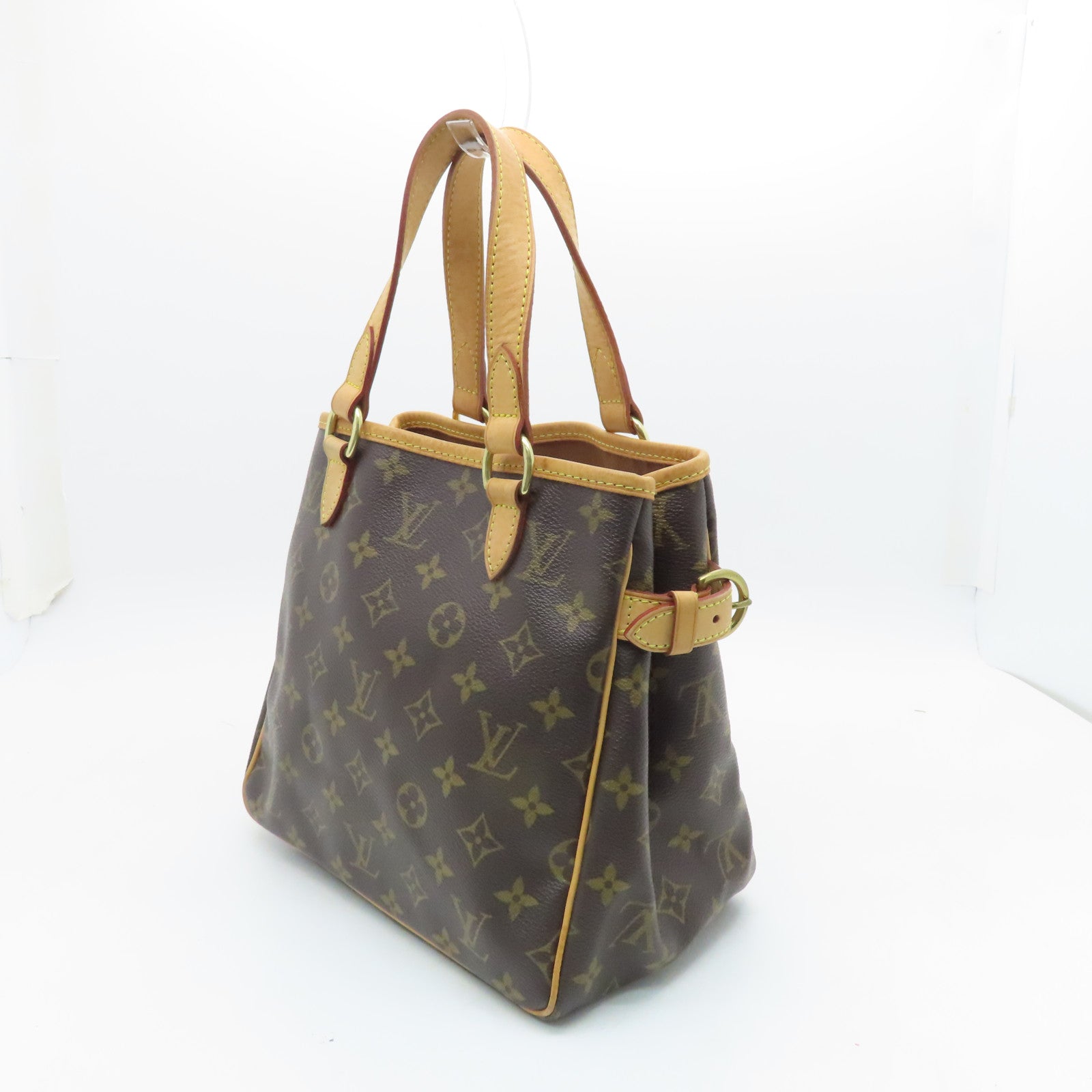 LOUIS VUITTON Monogram Batignolles Hand Bag Gold Buckle Hand Bag Brown