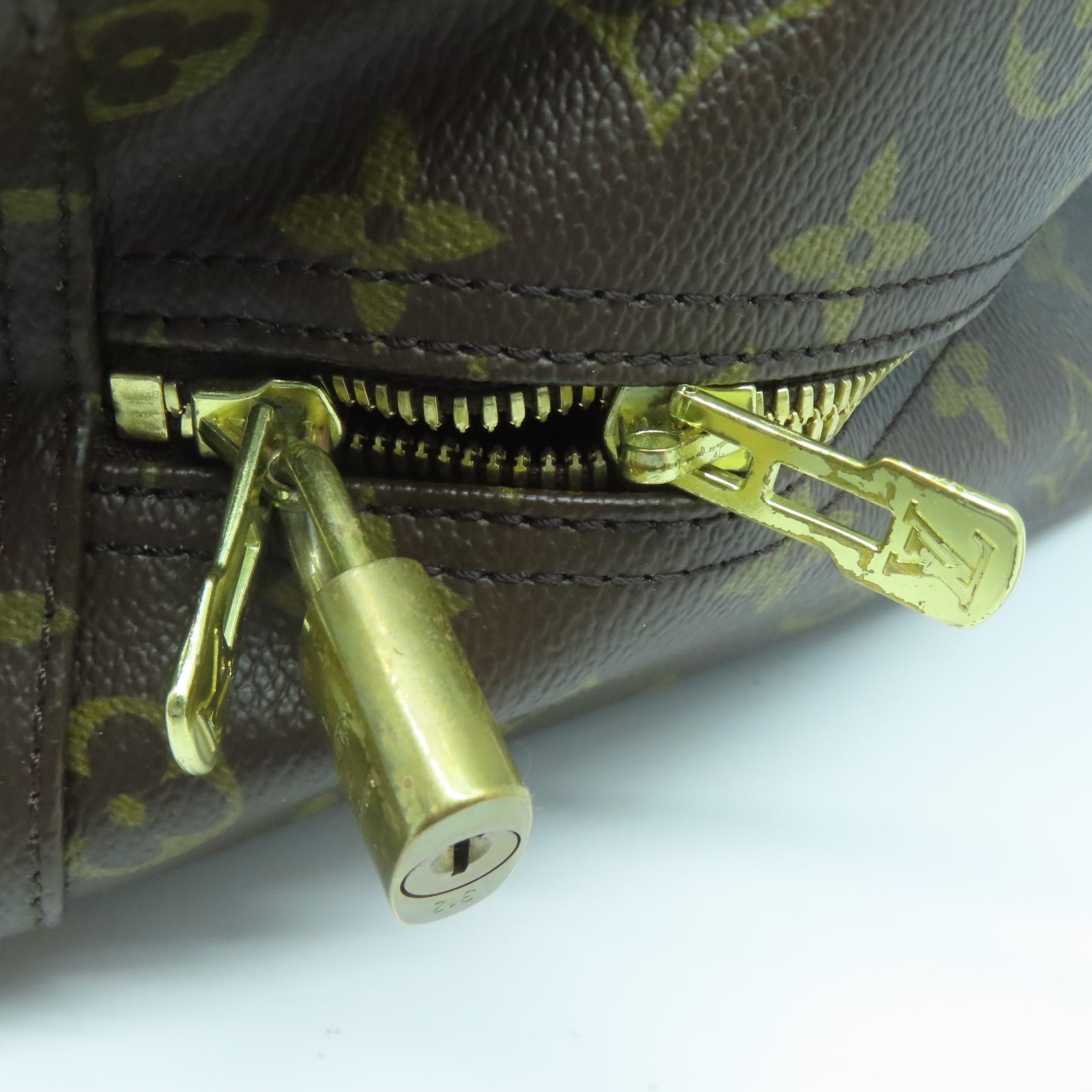 LOUIS VUITTON Monogram Deauville GM金扣手挽袋棕色