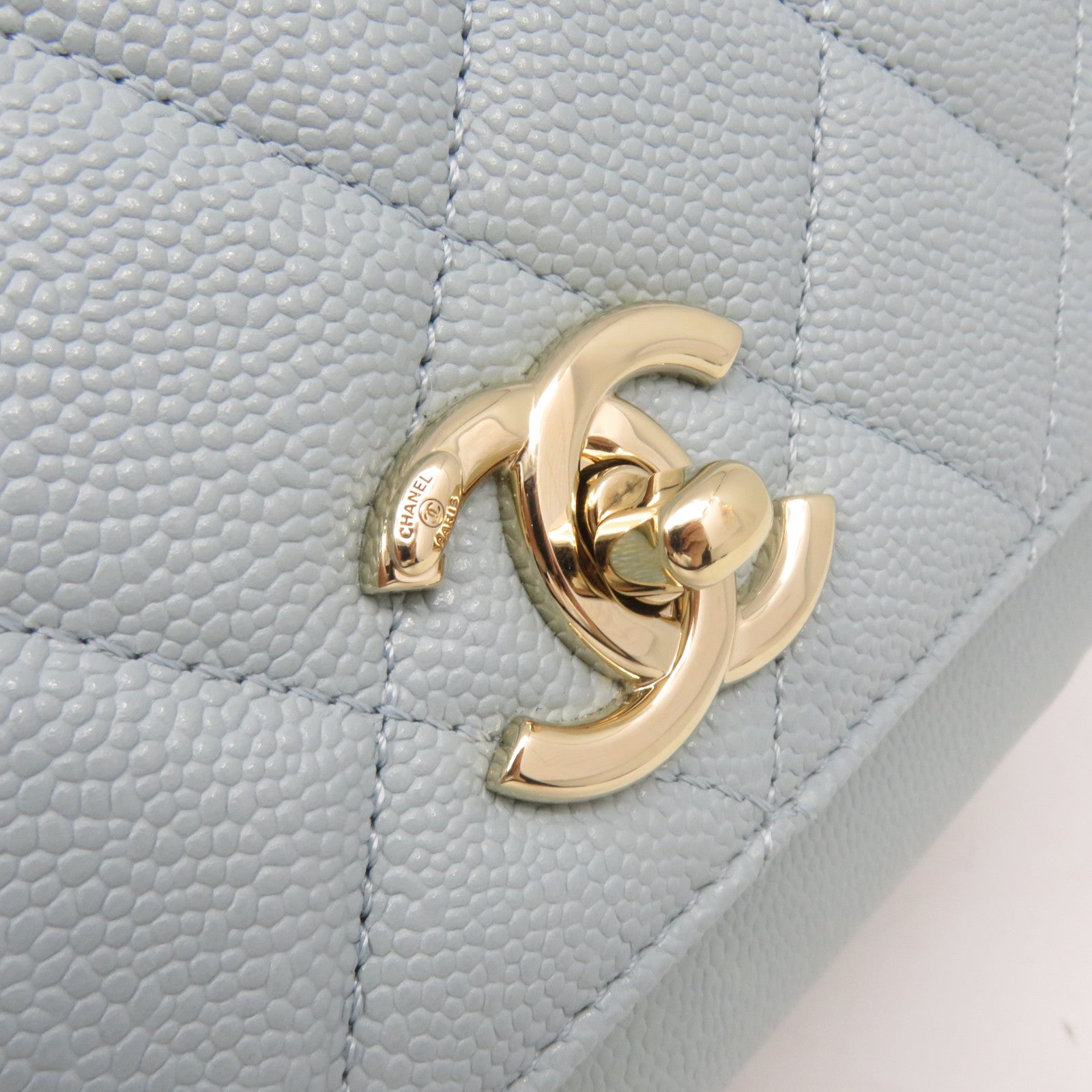 CHANEL 菱格Caviar皮革2Way Chain Shoulder Bag金扣链带肩背袋湖绿色