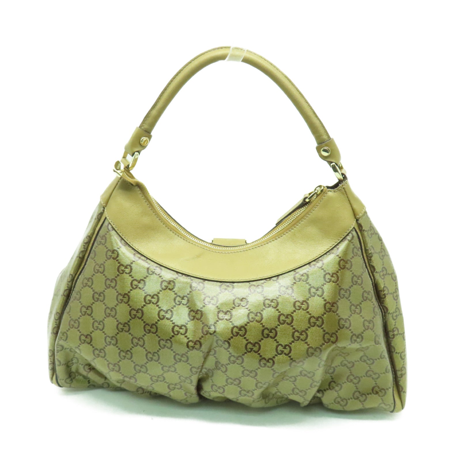 GUCCI 塗層帆布Shoulder Bag金扣肩背袋金色