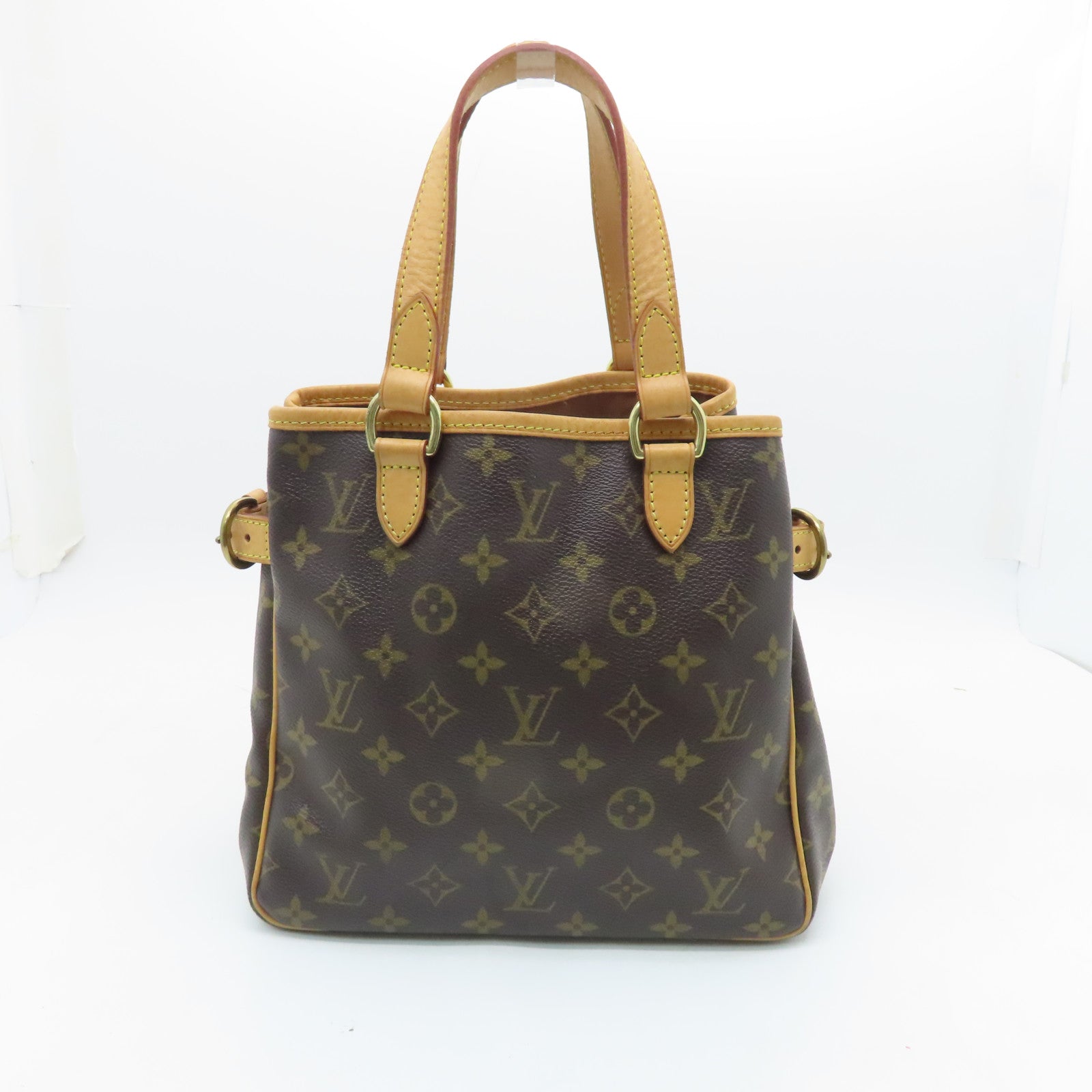 LOUIS VUITTON Monogram Batignolles Hand Bag Gold Buckle Hand Bag Brown