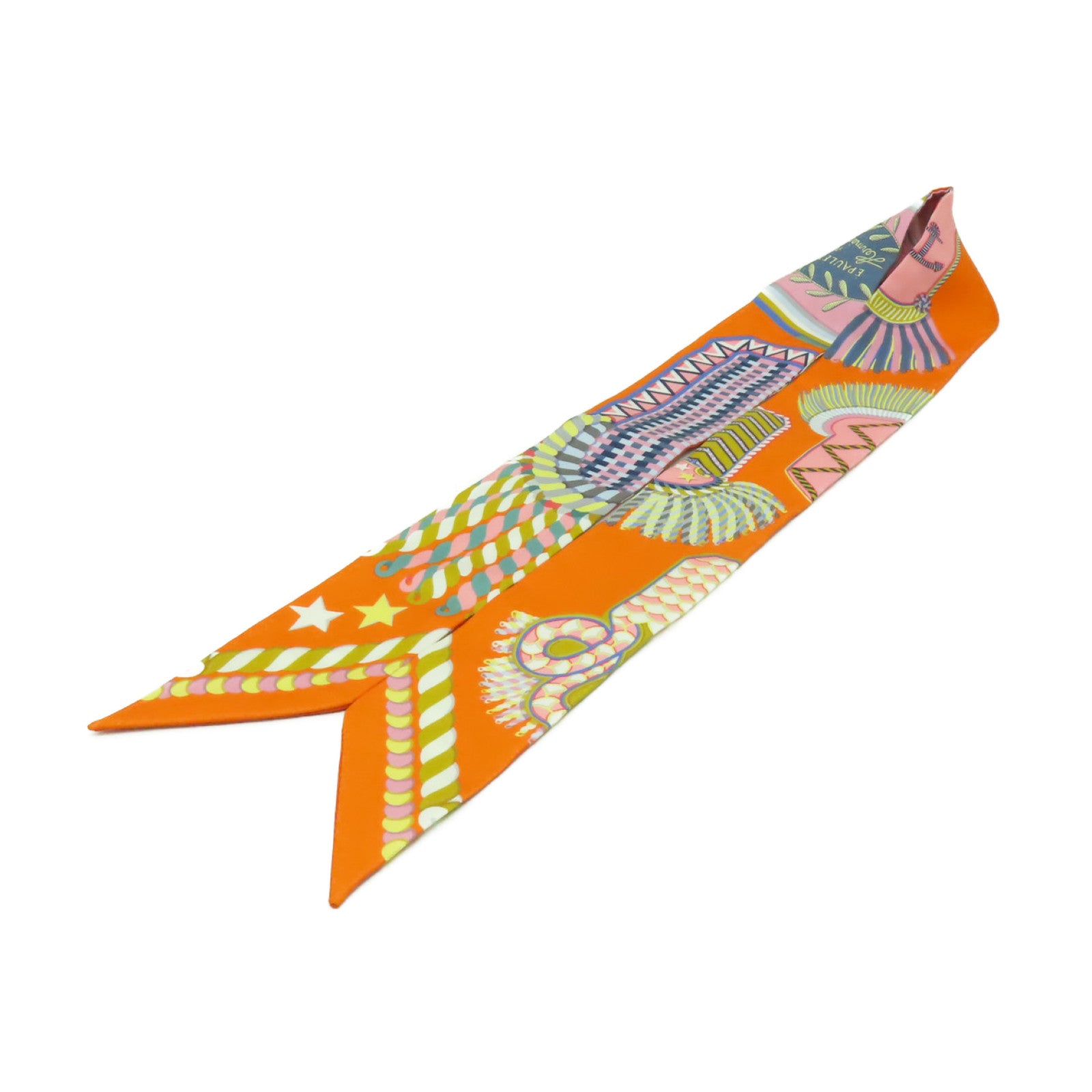 HERMES 【激減優惠】絲質Twilly絲巾橙色/彩色