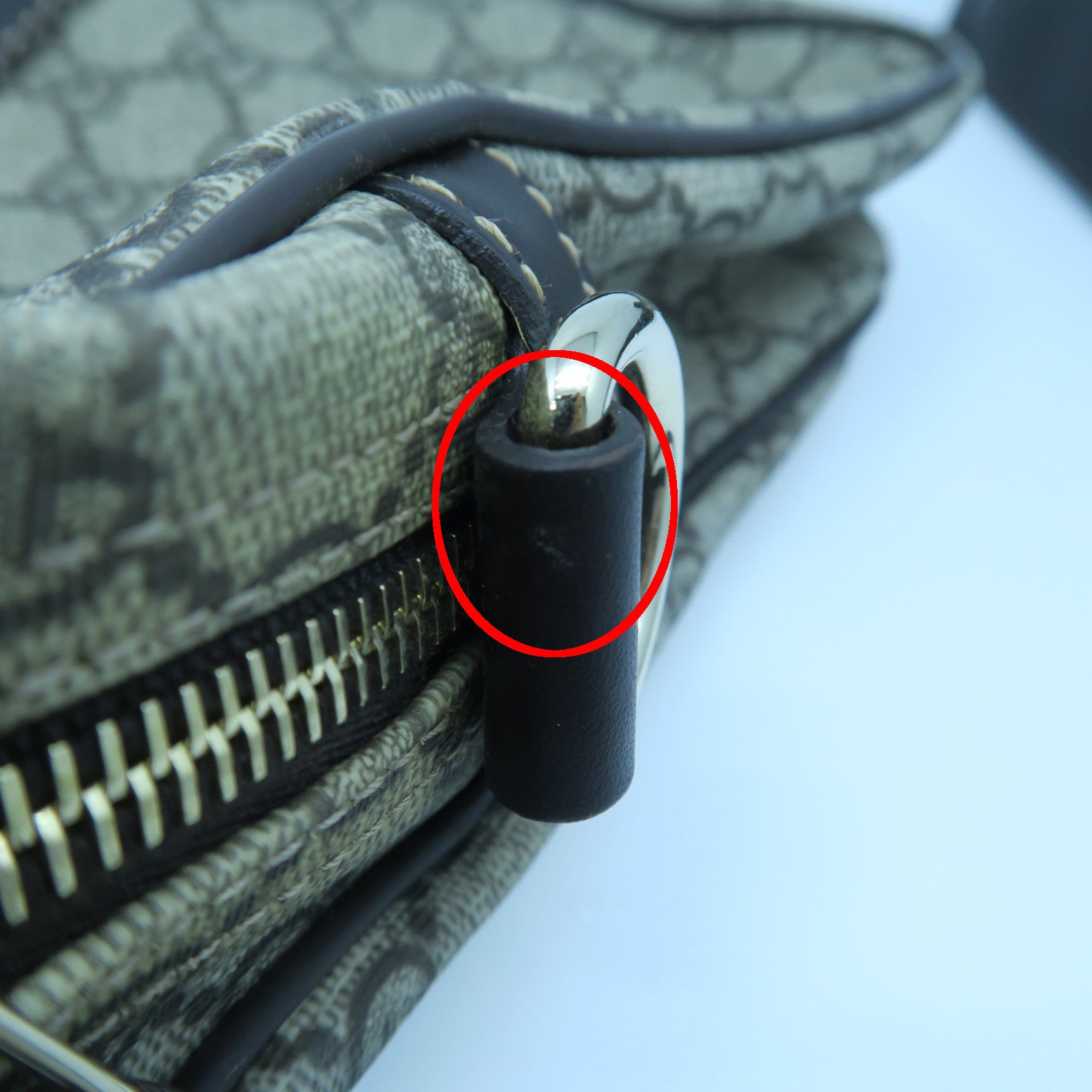 GUCCI 塗層帆布2 Way Shoulder金扣手挽肩背兩用袋啡色