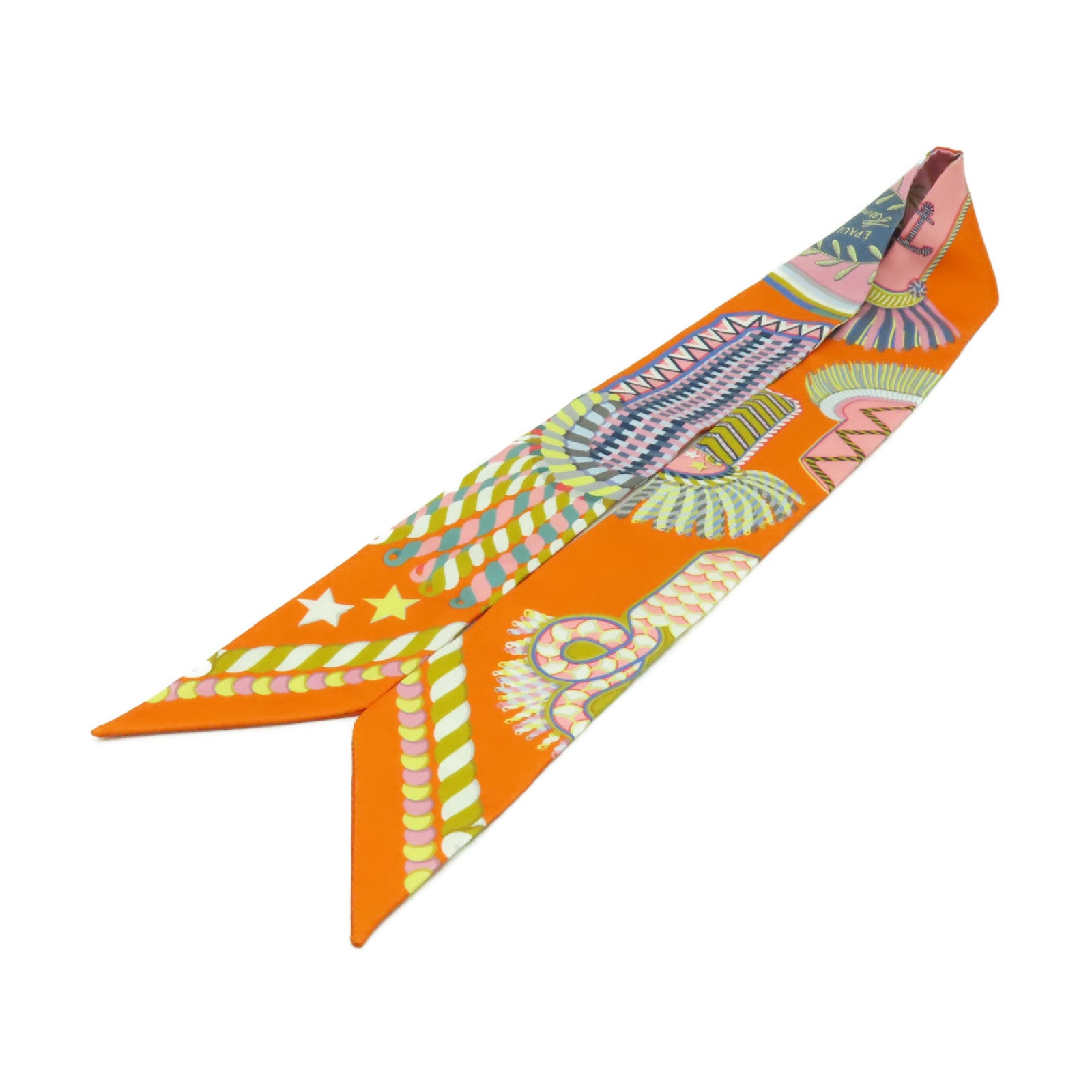 HERMES 【激減優惠】絲質Twilly絲巾橙色/彩色