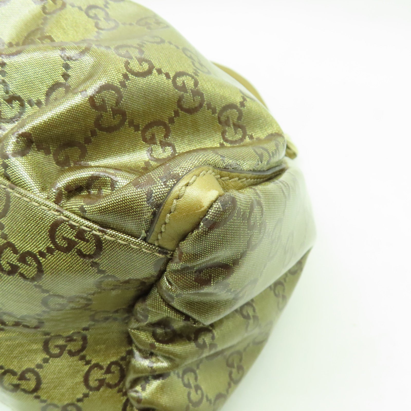 GUCCI 塗層帆布Shoulder Bag金扣肩背袋金色