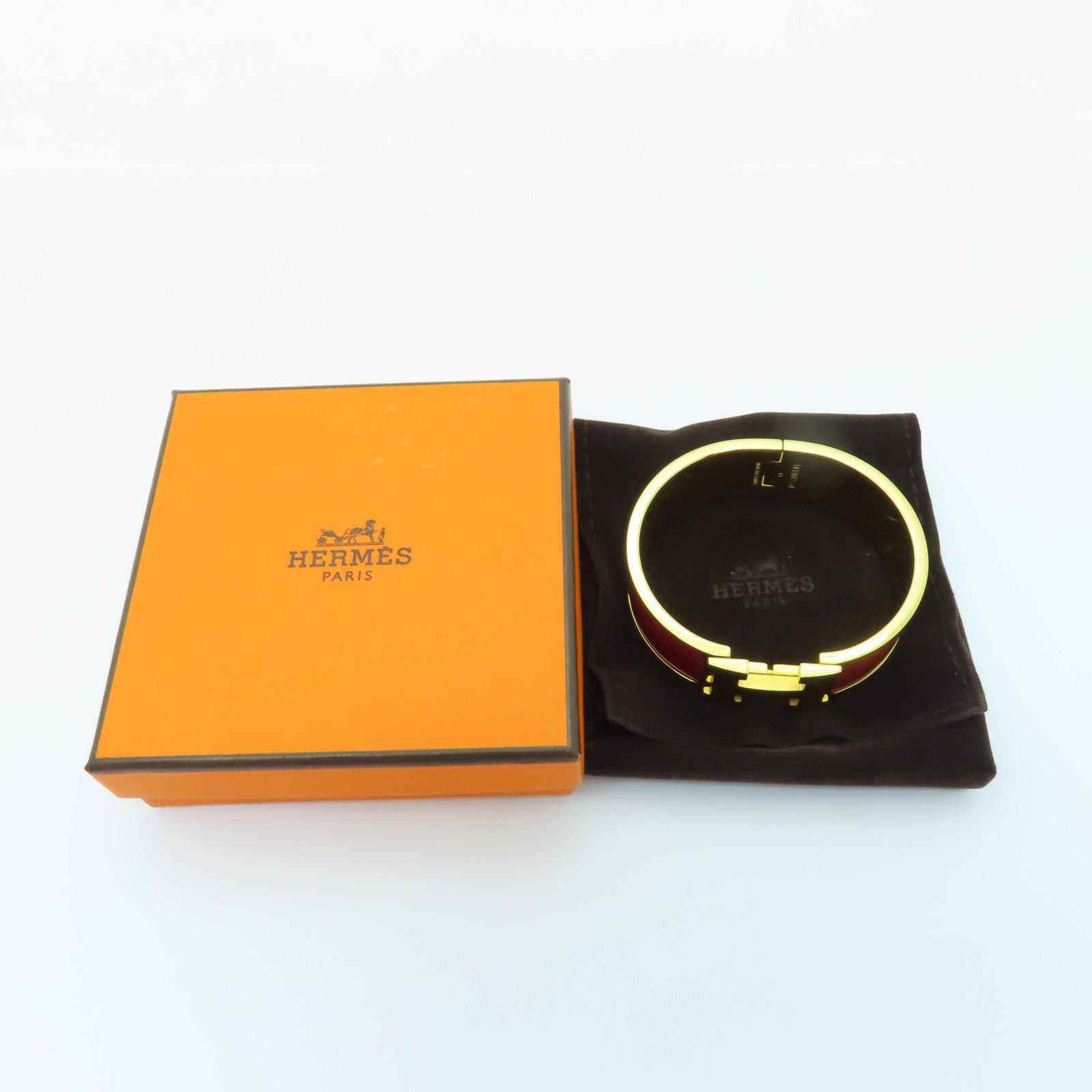 HERMES 金屬Clic-Clac GM金扣手鐲紅色