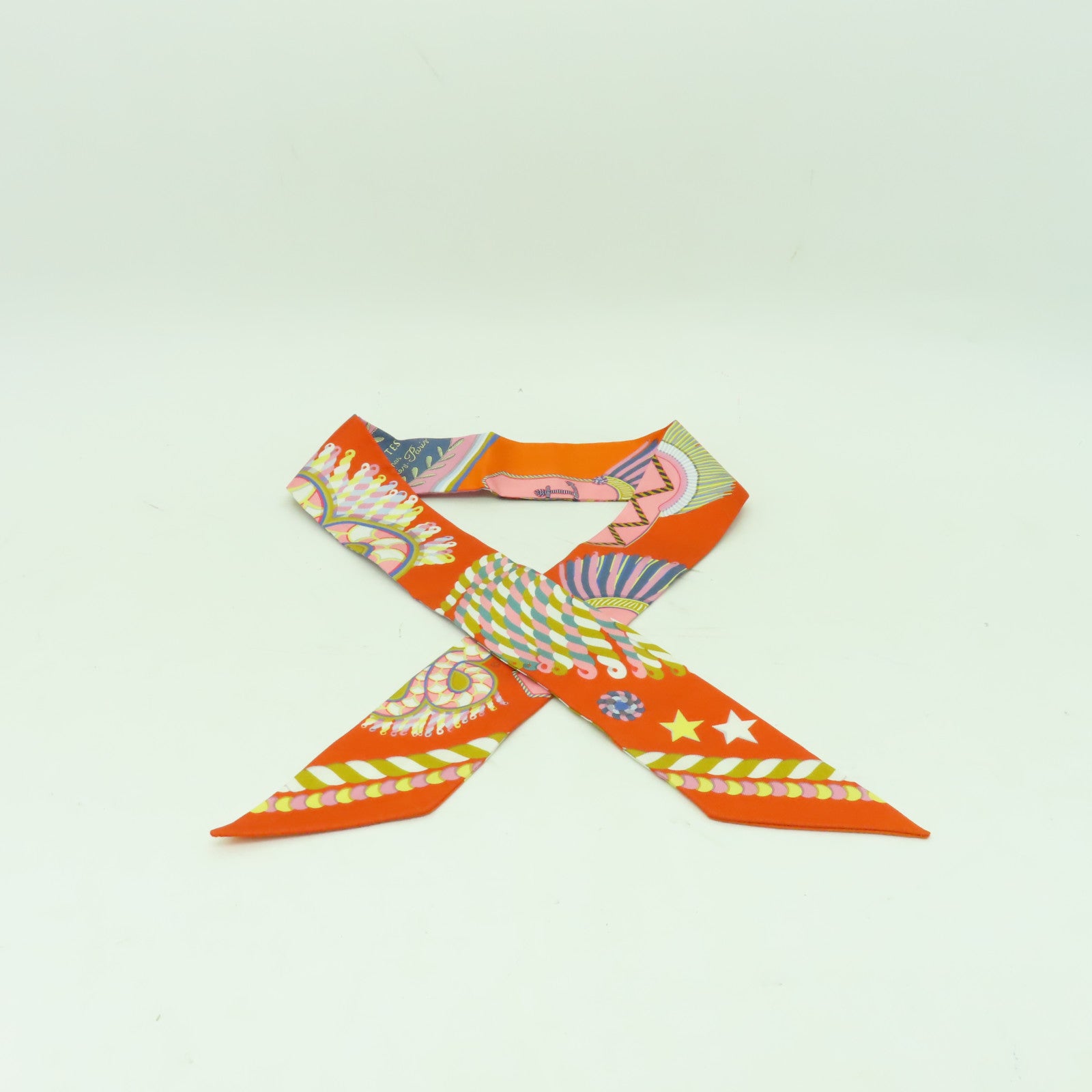 HERMES 【激減優惠】絲質Twilly絲巾橙色/彩色