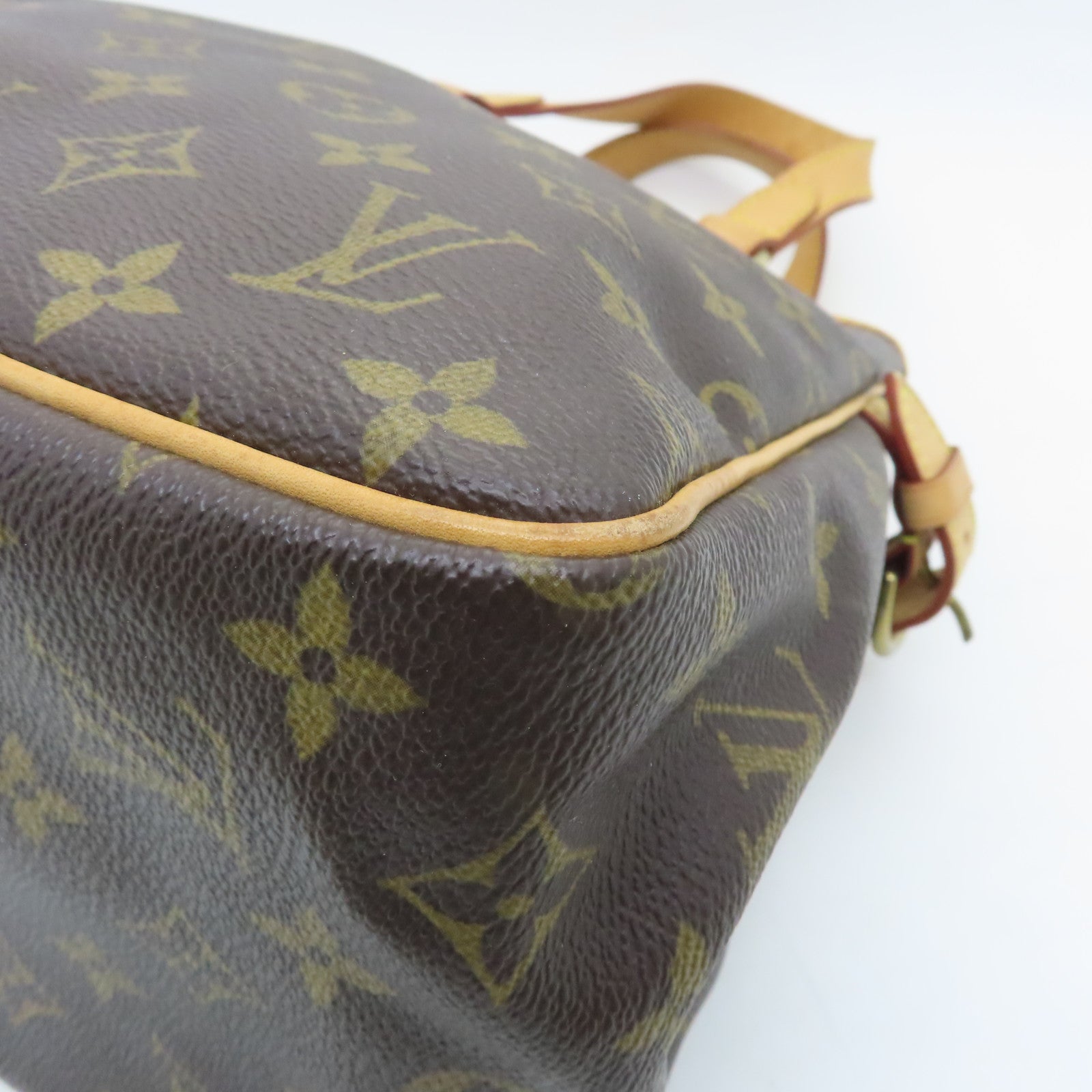 LOUIS VUITTON Monogram Batignolles Hand Bag Gold Buckle Hand Bag Brown