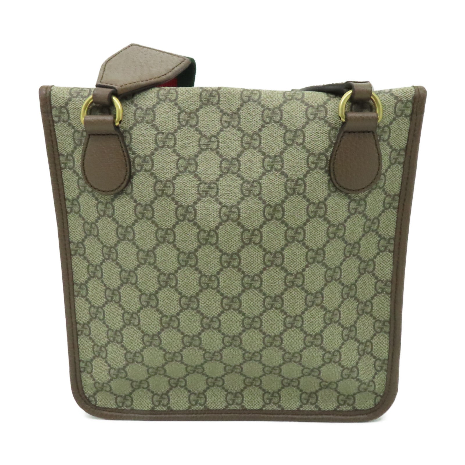 GUCCI 塗層帆布GG  Supreme Medium Messenger金扣肩背袋啡色