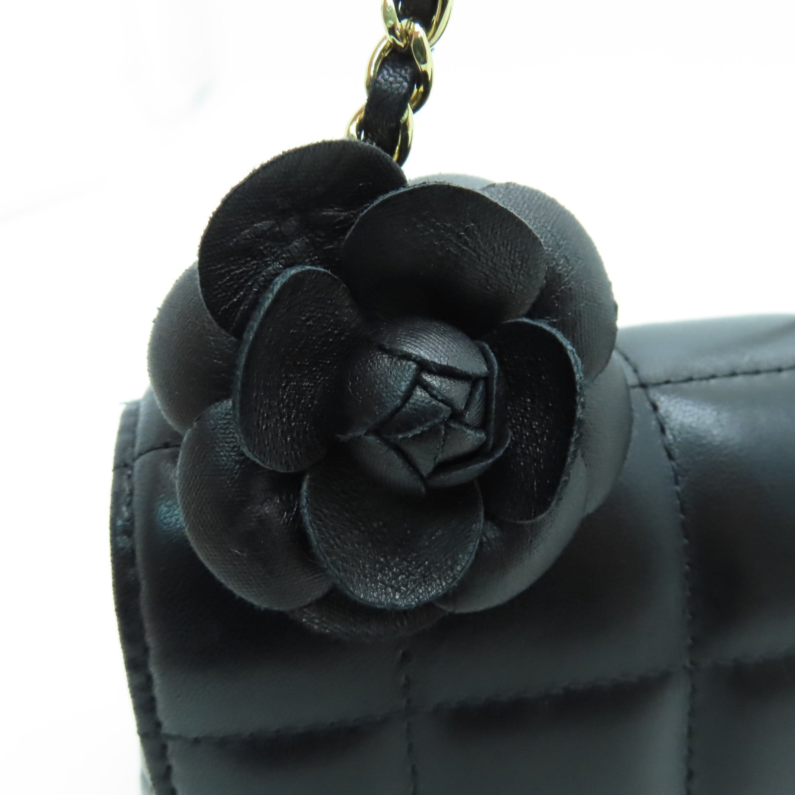 CHANEL 羊皮皮革Chain Shoulder金扣鏈帶肩背袋黑色