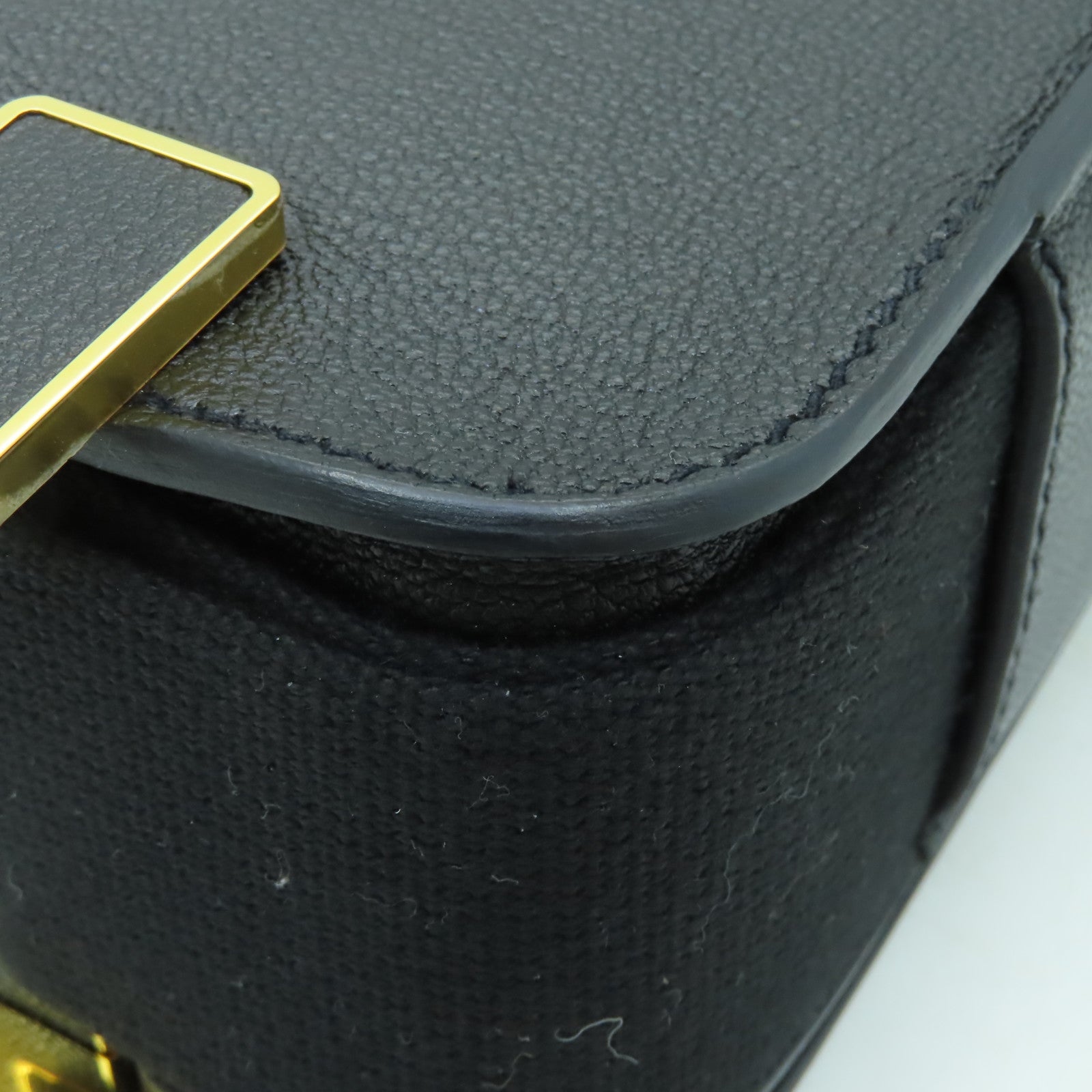 HERMES Chevre皮革Geta金扣肩背袋黑色