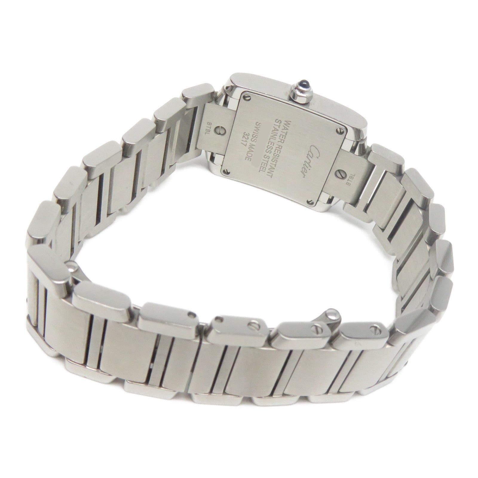 CARTIER Tank Francaise不鏽鋼/鑽石手錶石英機芯米白色