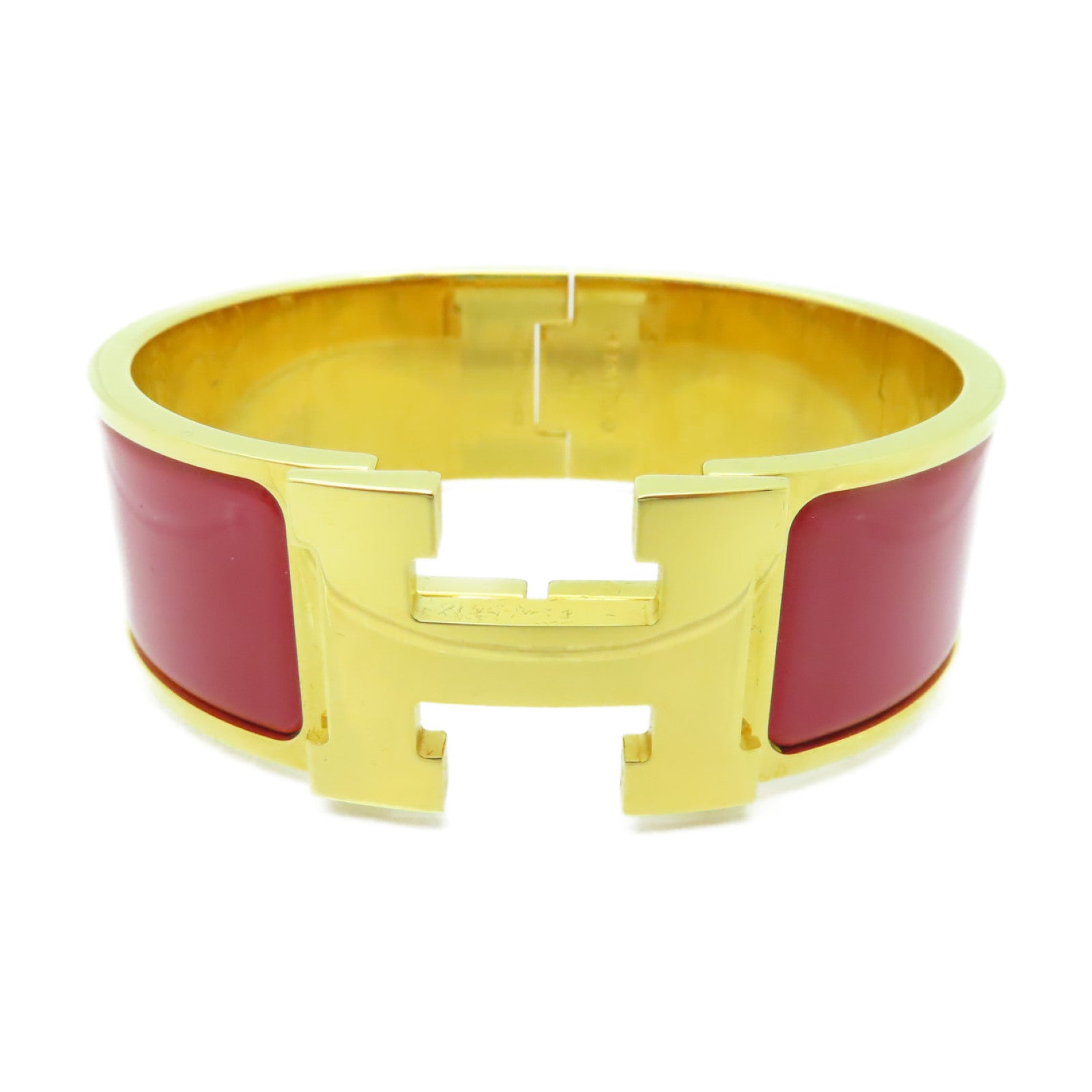 HERMES 金屬Clic-Clac GM金扣手鐲紅色