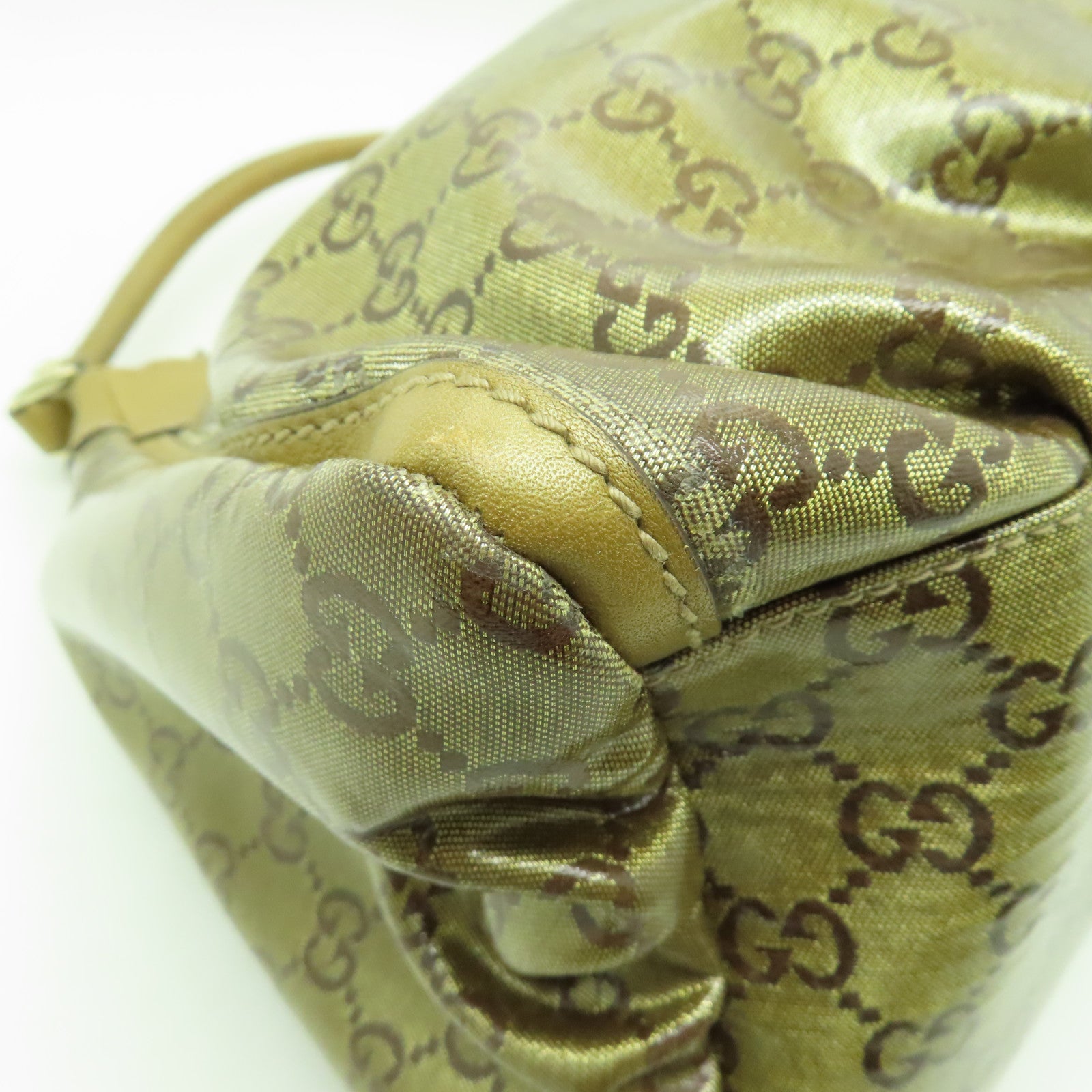 GUCCI 塗層帆布Shoulder Bag金扣肩背袋金色