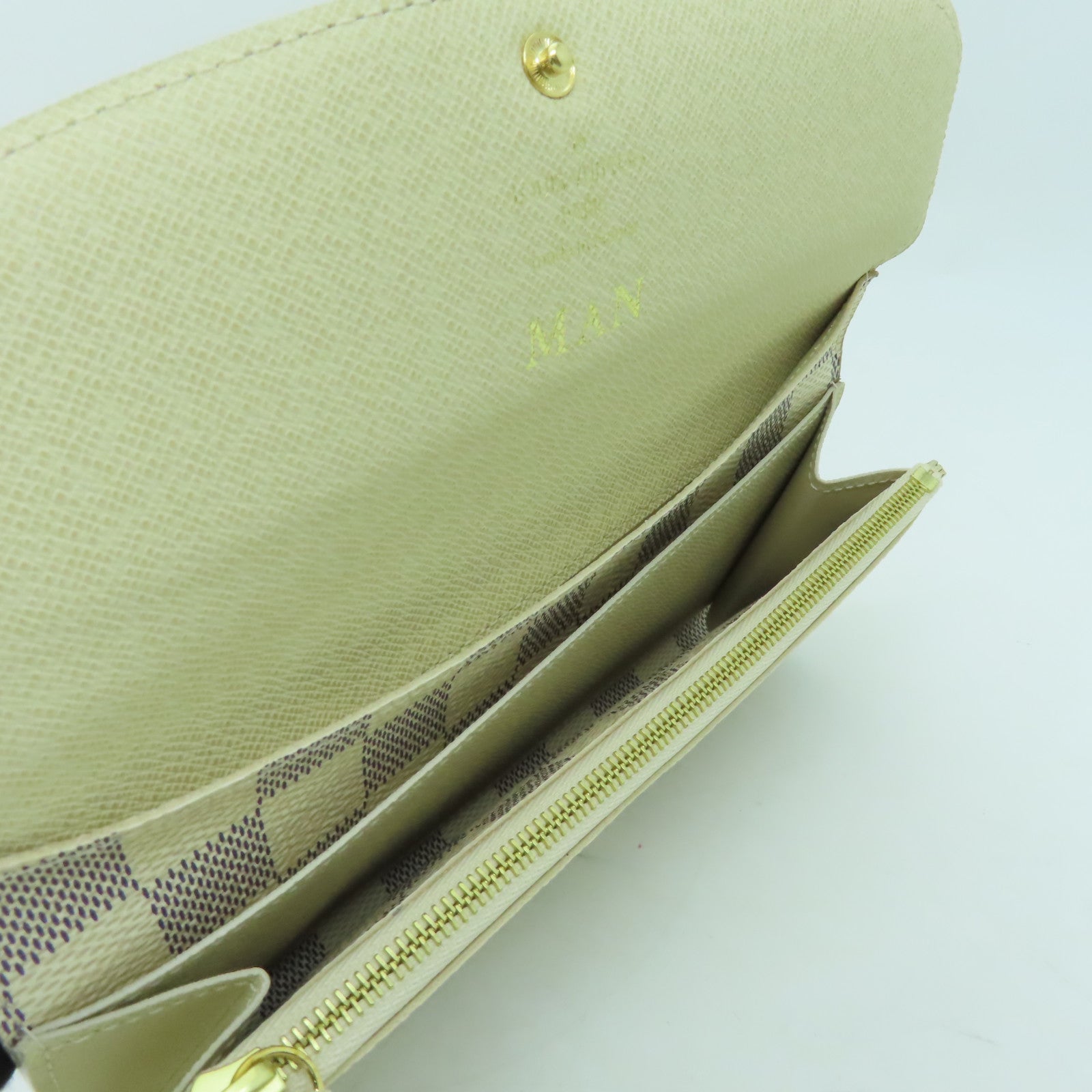 LOUIS VUITTON Damier Azur Portofoille Emily金扣長錢包白色