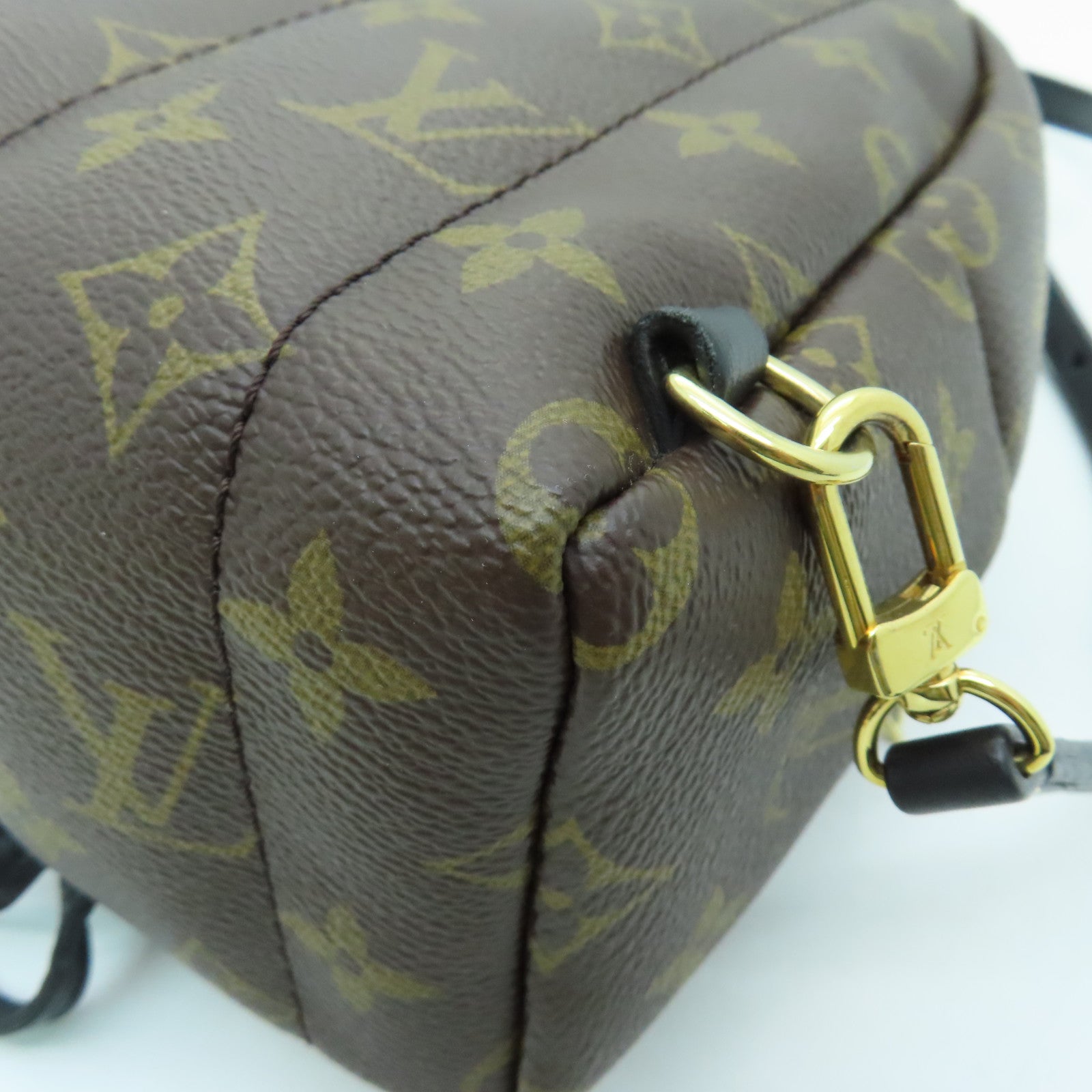 LOUIS VUITTON Monogram Palm Springs Mini Gold Buckle Backpack Brown