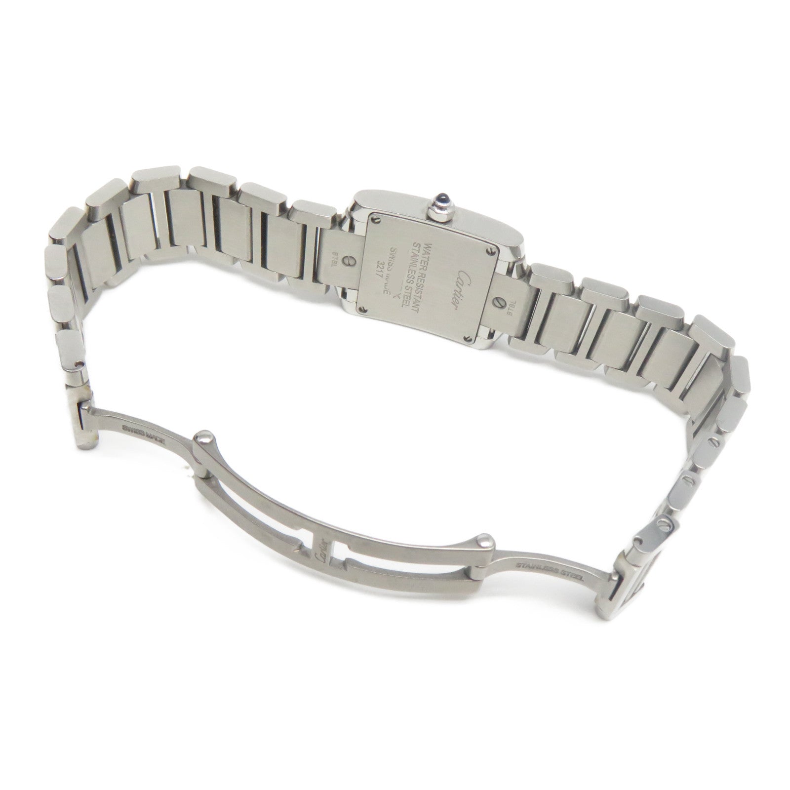 CARTIER Tank Francaise不鏽鋼/鑽石手錶石英機芯米白色