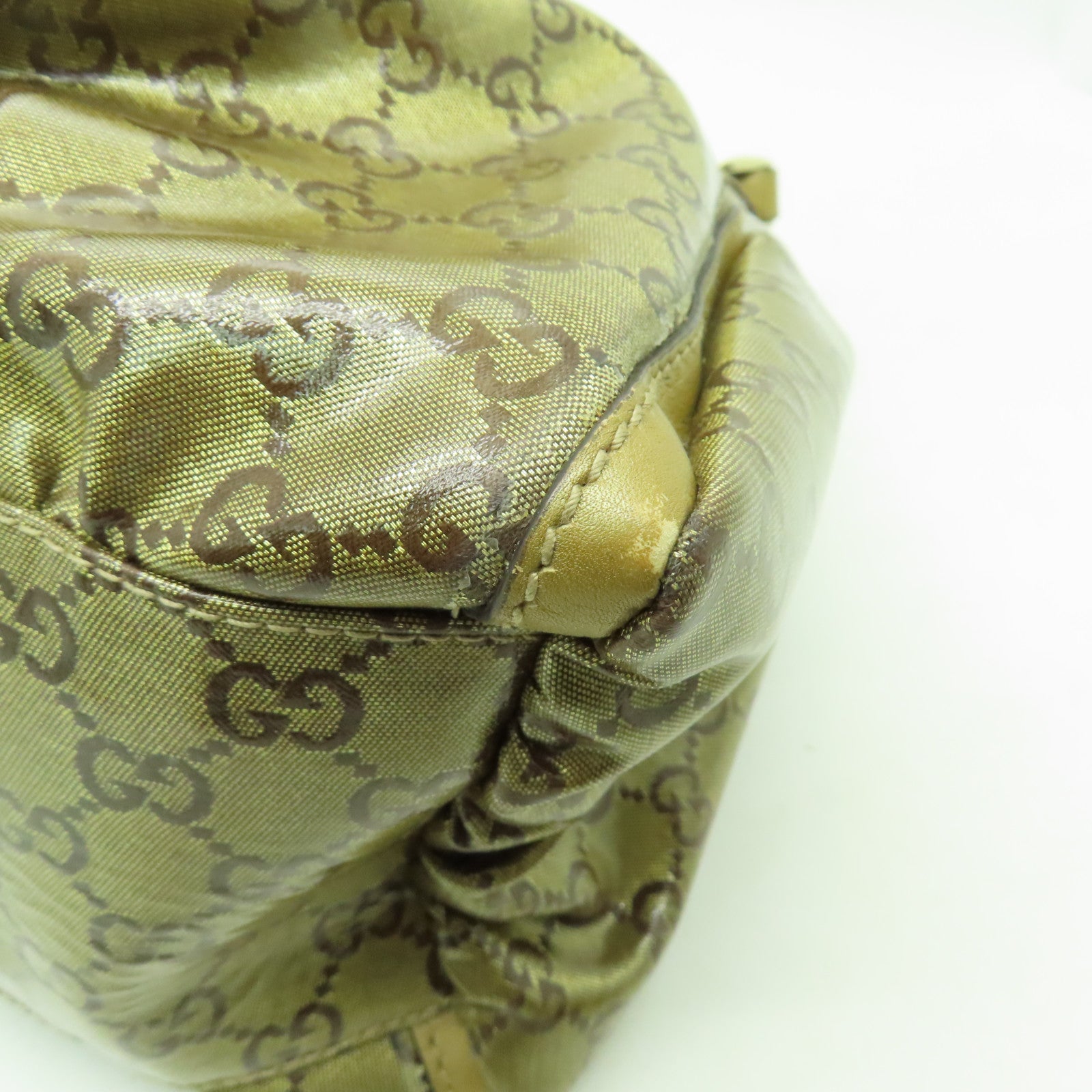 GUCCI 塗層帆布Shoulder Bag金扣肩背袋金色