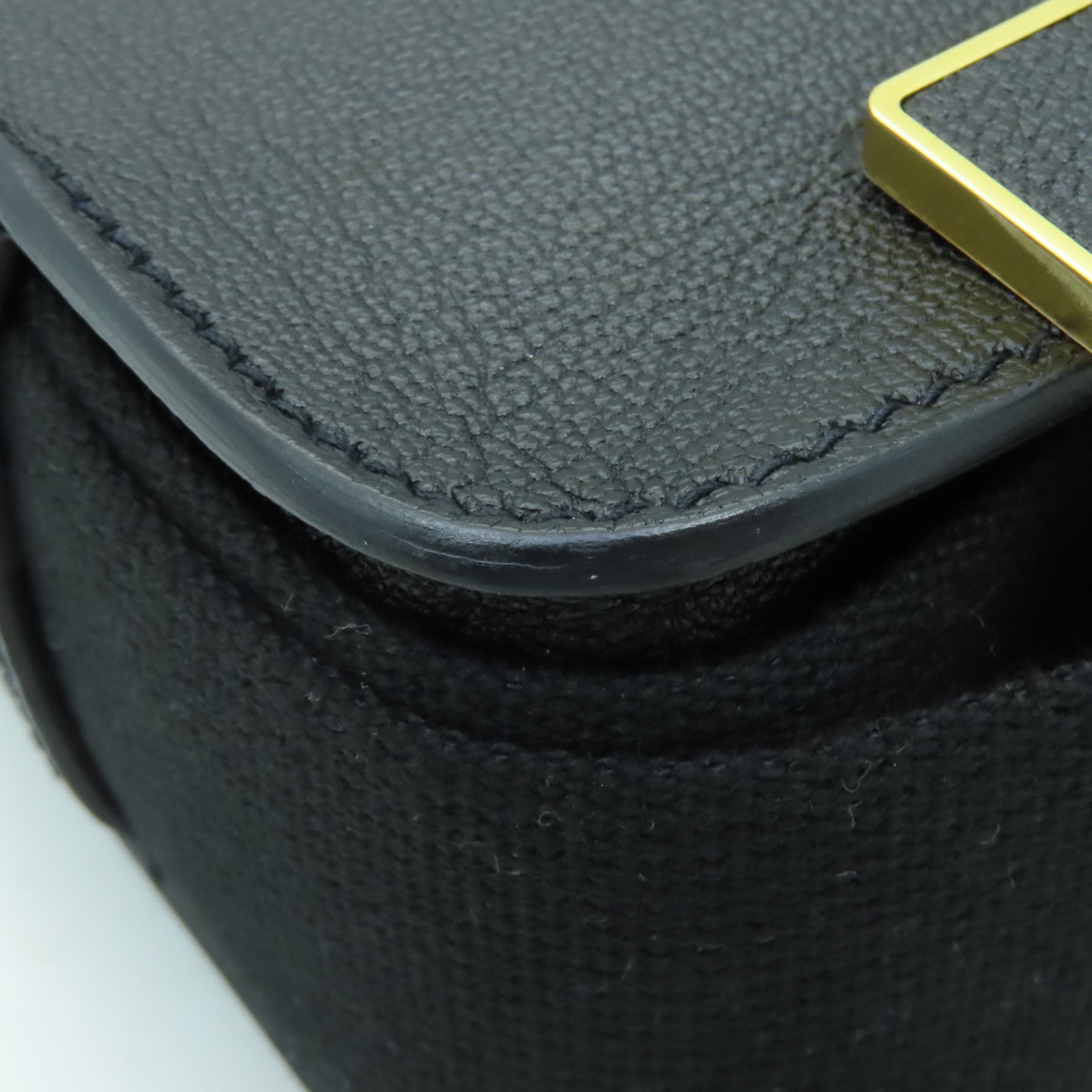 HERMES Chevre皮革Geta金扣肩背袋黑色