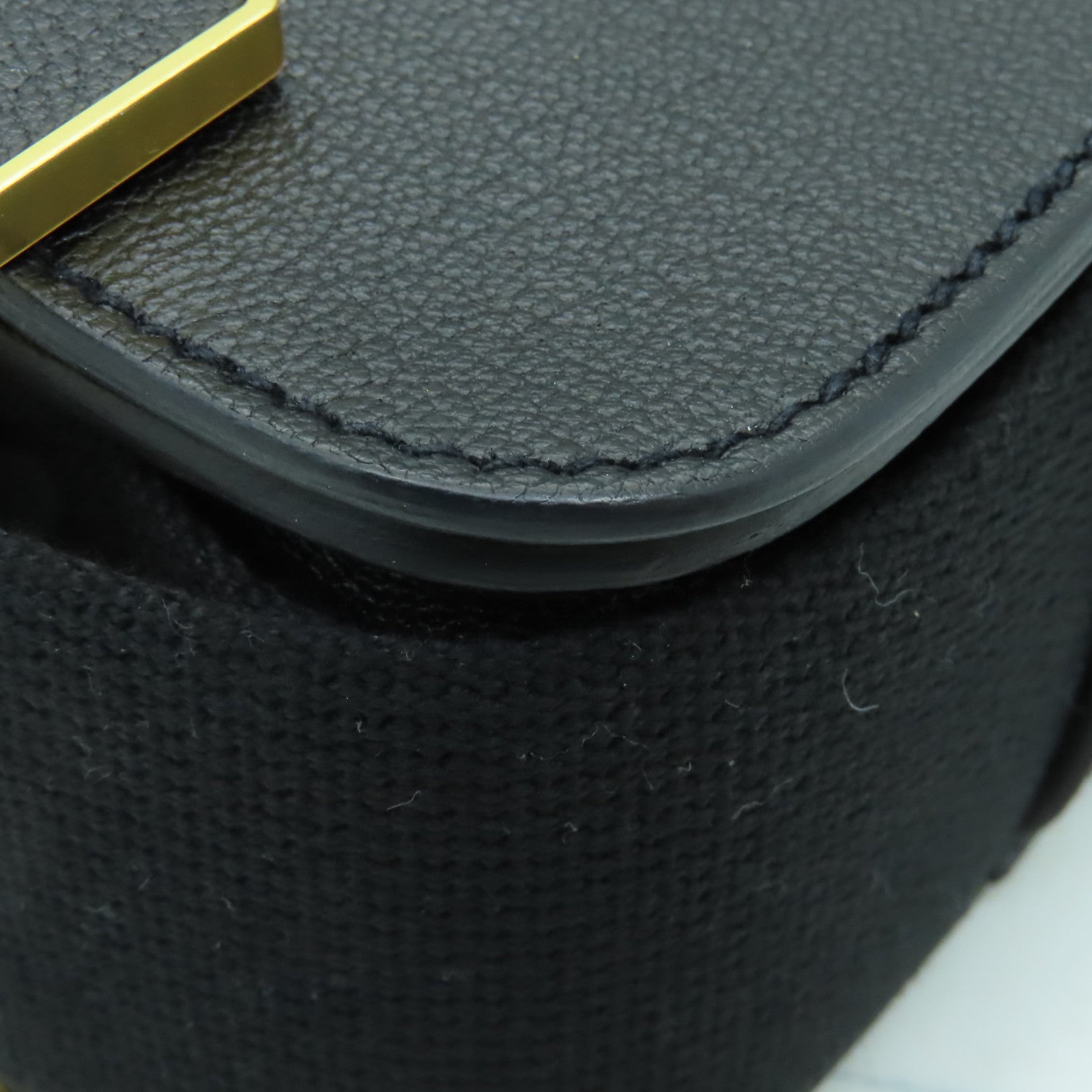HERMES Chevre皮革Geta金扣肩背袋黑色