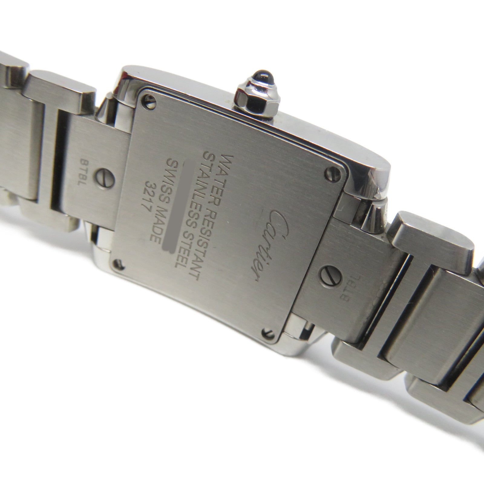 CARTIER Tank Francaise不鏽鋼/鑽石手錶石英機芯米白色