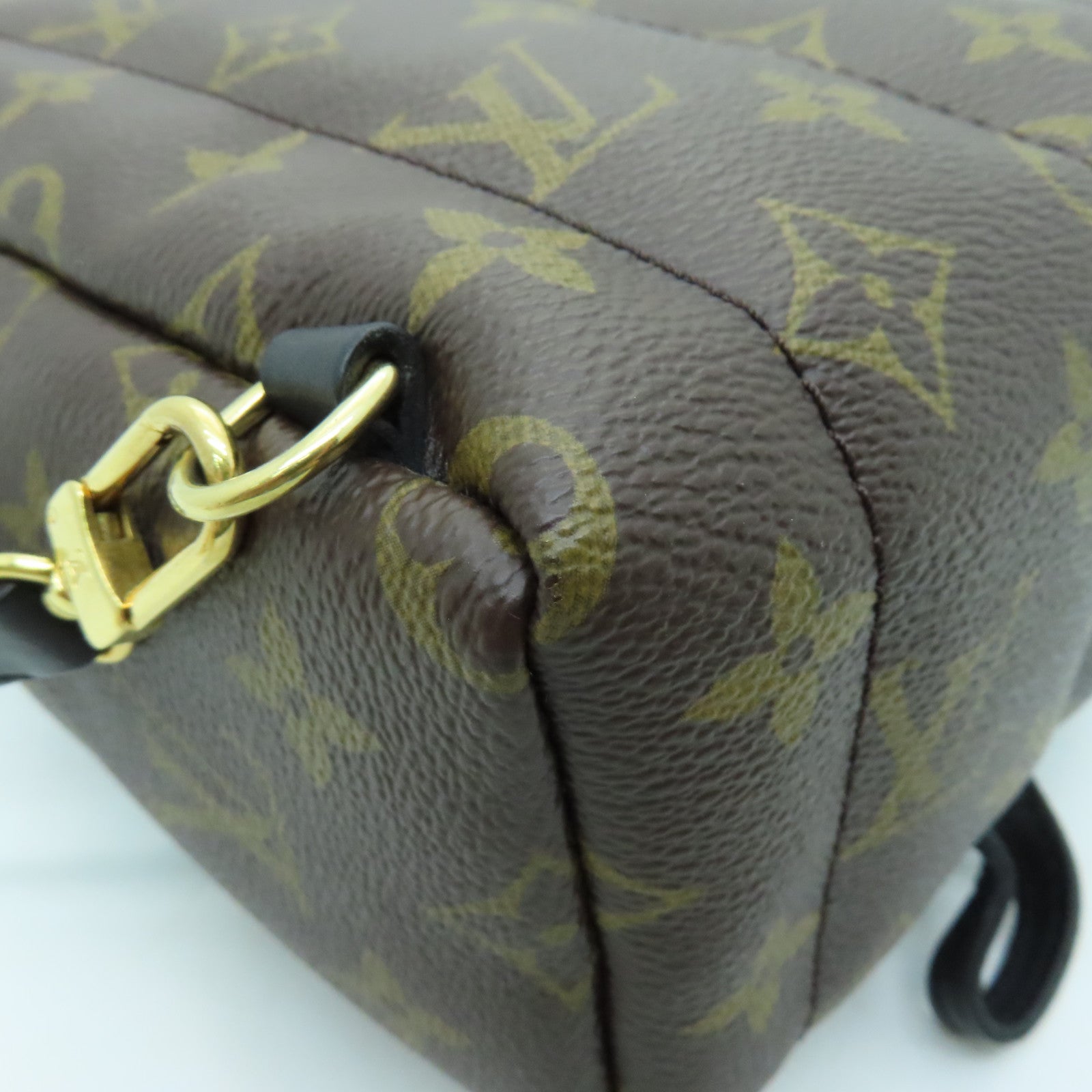 LOUIS VUITTON Monogram Palm Springs Mini Gold Buckle Backpack Brown