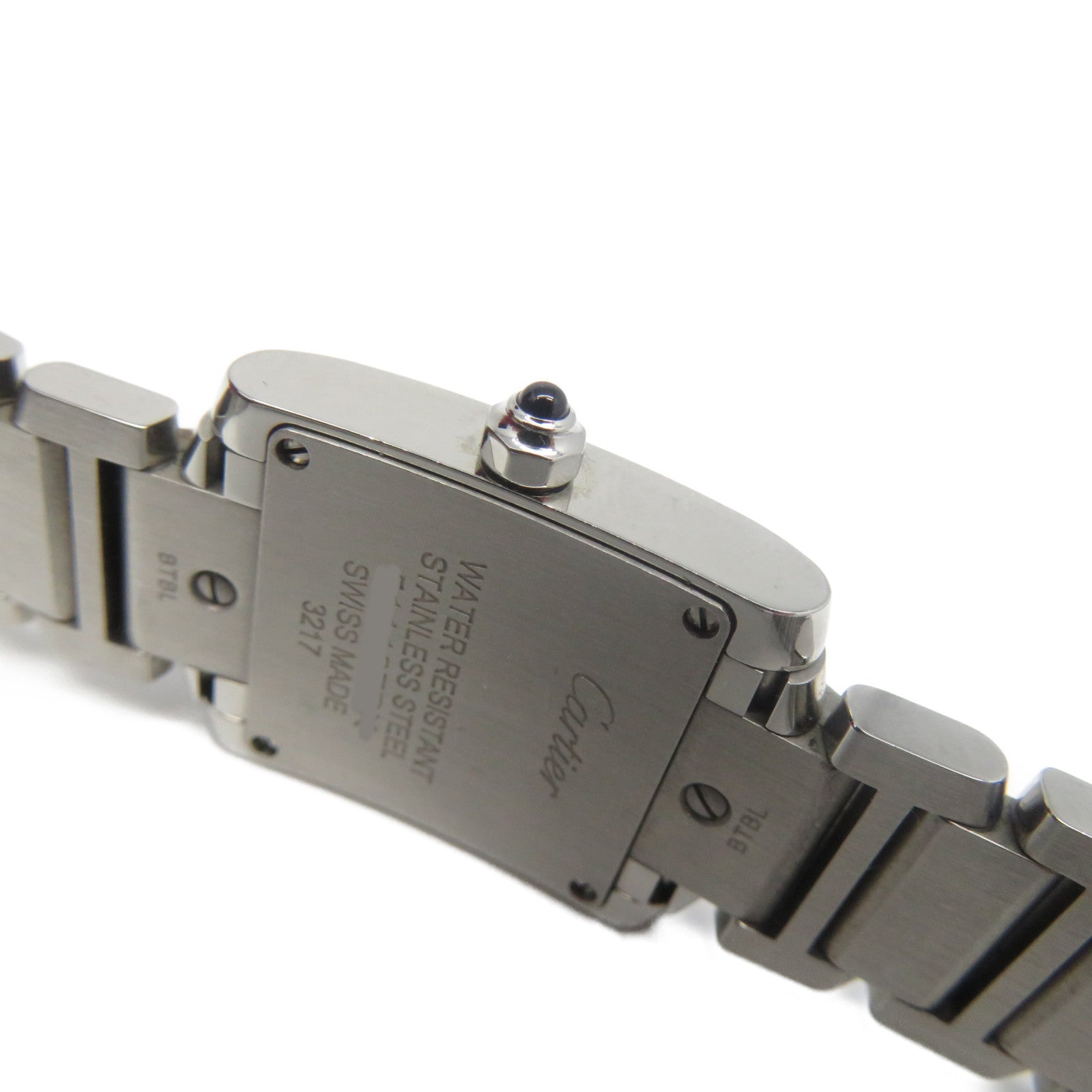 CARTIER Tank Francaise不鏽鋼/鑽石手錶石英機芯米白色